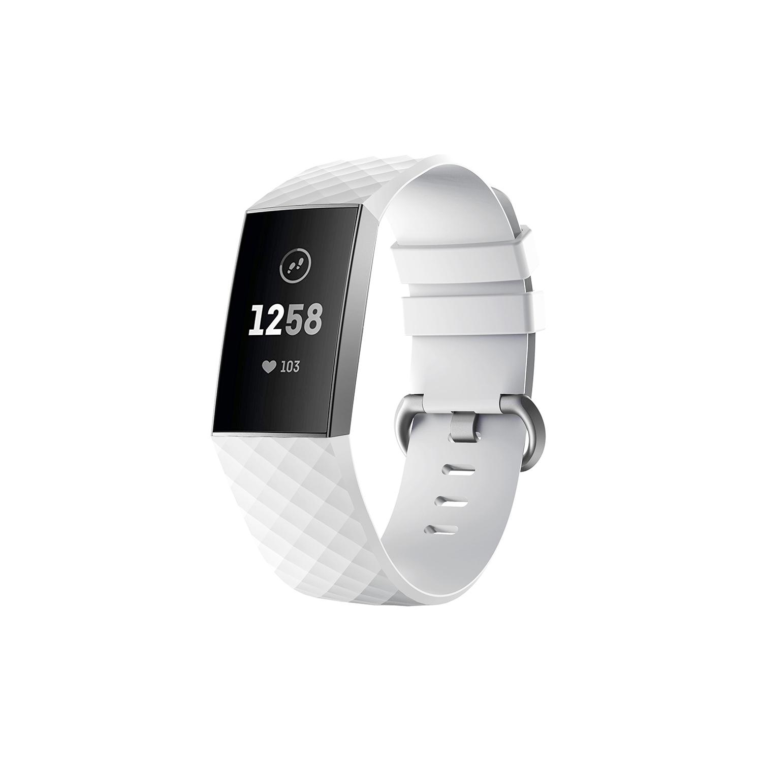 StrapsCo Classic Silicone Rubber Replacement Watch Band Strap for Fitbit Charge 4 - Short-Medium - White