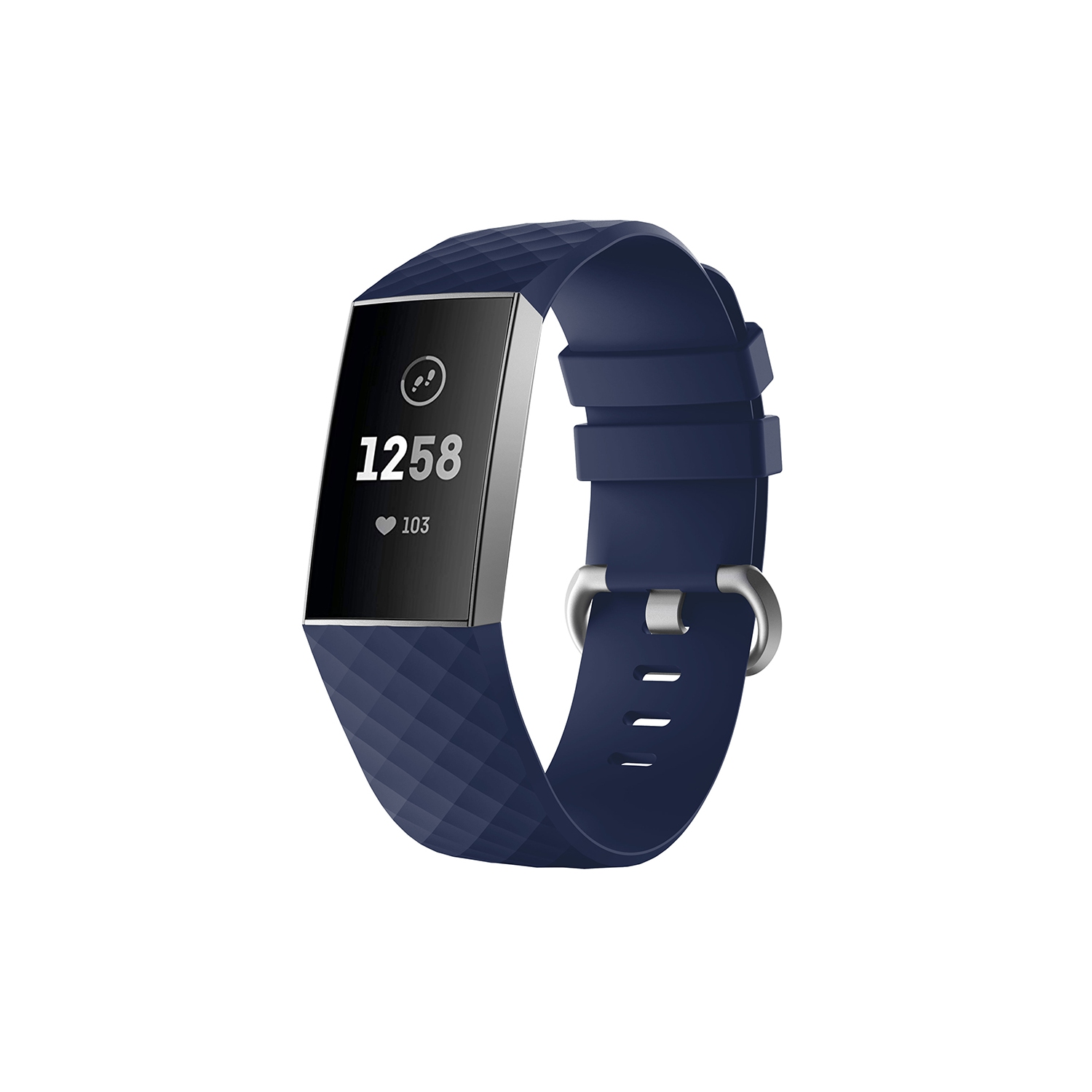 StrapsCo Classic Silicone Rubber Replacement Watch Band Strap for Fitbit Charge 4 - Short-Medium - Blue