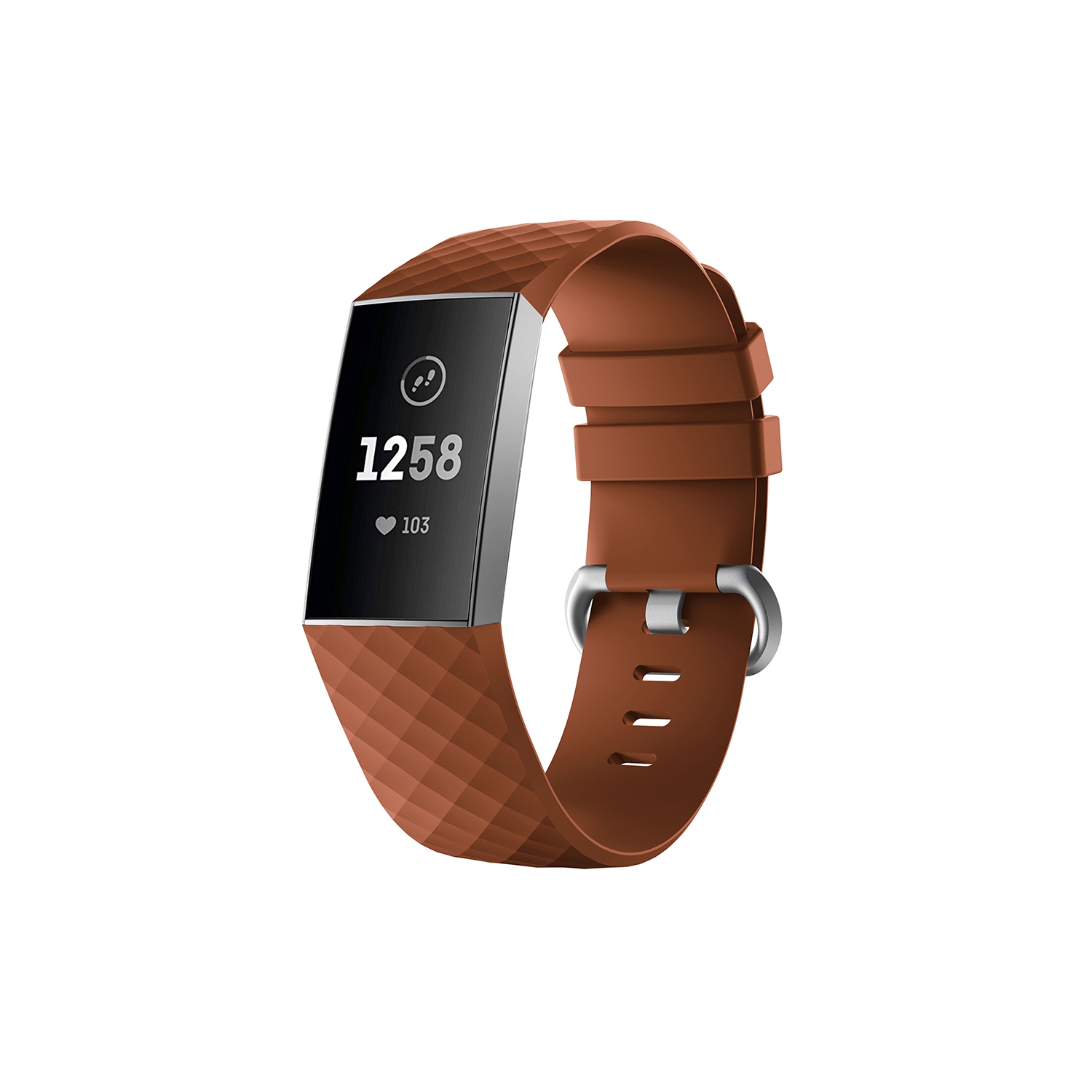 StrapsCo Classic Silicone Rubber Replacement Watch Band Strap for Fitbit Charge 4 - Short-Medium - Brown