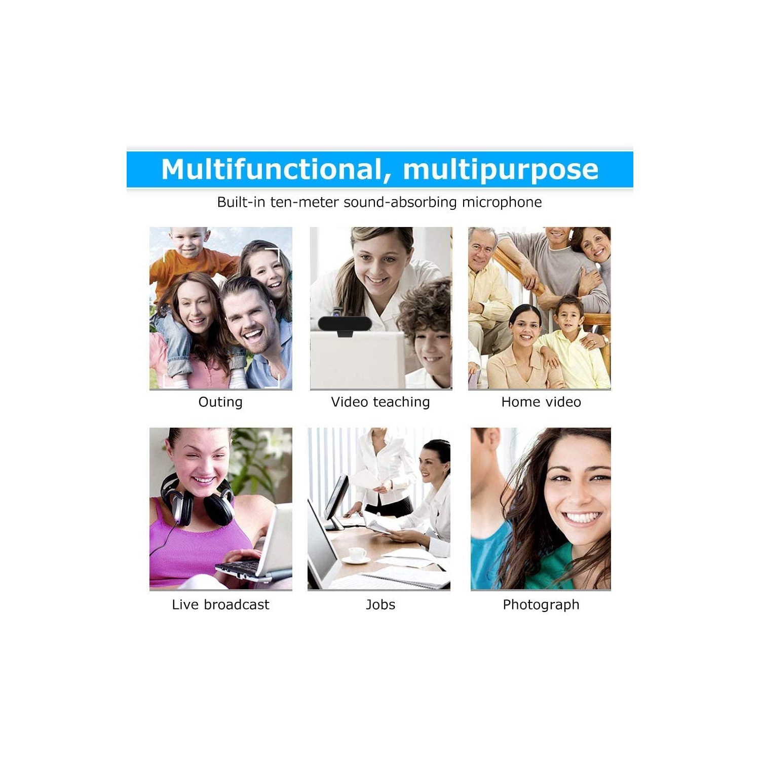 HD Webcam 1080P with Microphone, PC Laptop Desktop USB Webcams, Pro Streaming Computer Camera for Video Calling