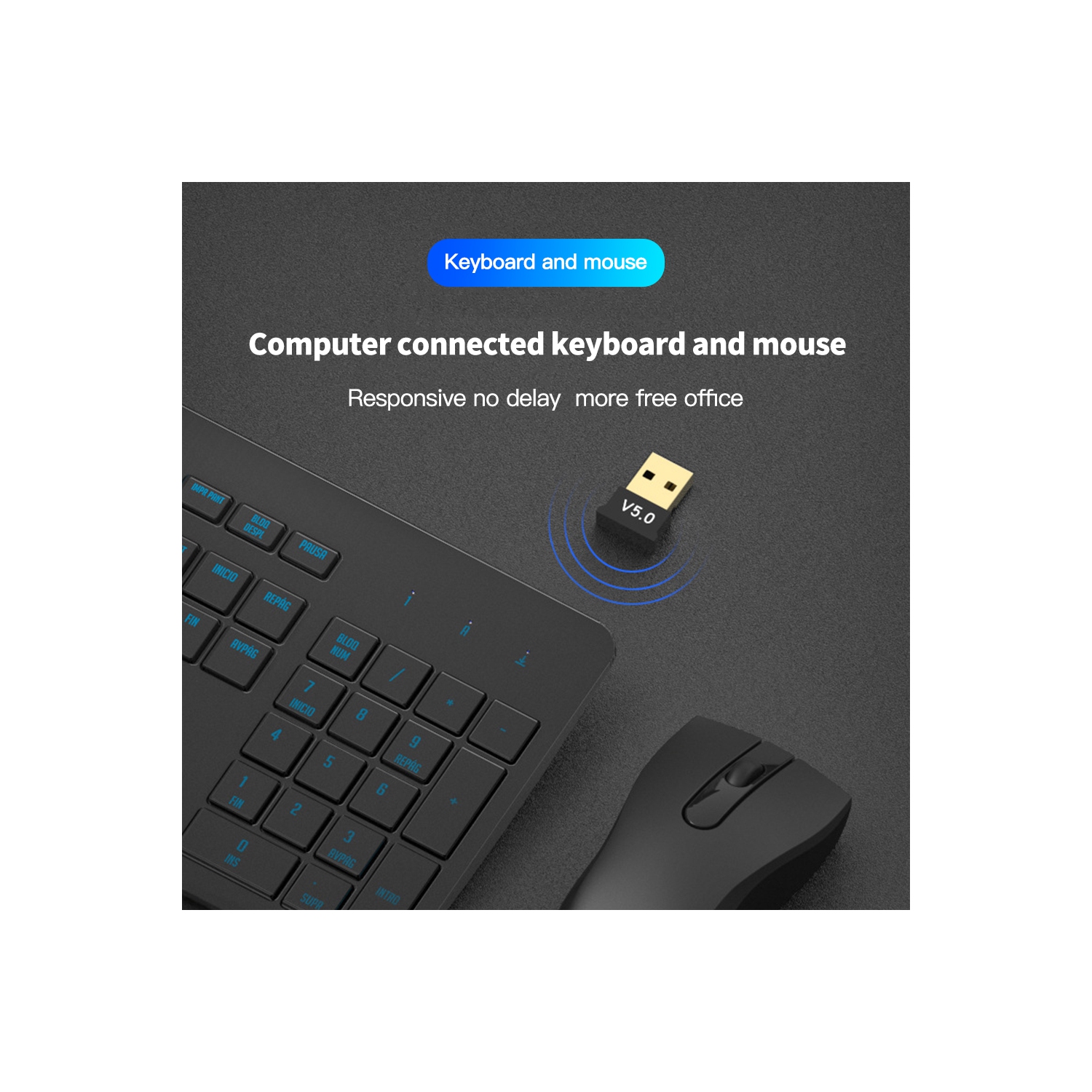 HYFAI Wireless USB Bluetooth 5.0 Adapter Transmitter Receiver Dongle for PC Laptop Desktop Win10 USB Power Plug and Play