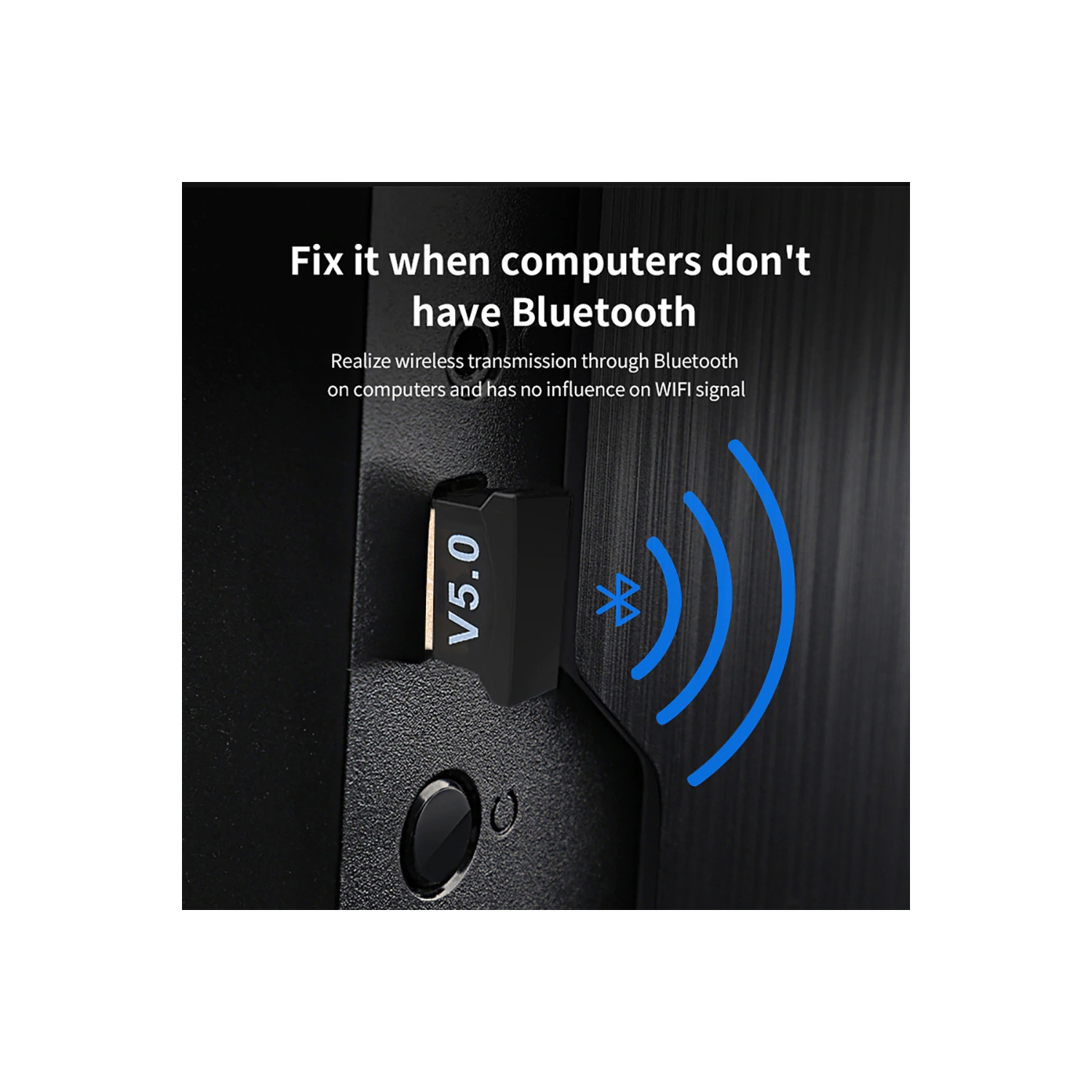 HYFAI Wireless USB Bluetooth 5.0 Adapter Transmitter Receiver Dongle for PC Laptop Desktop Win10 USB Power Plug and Play