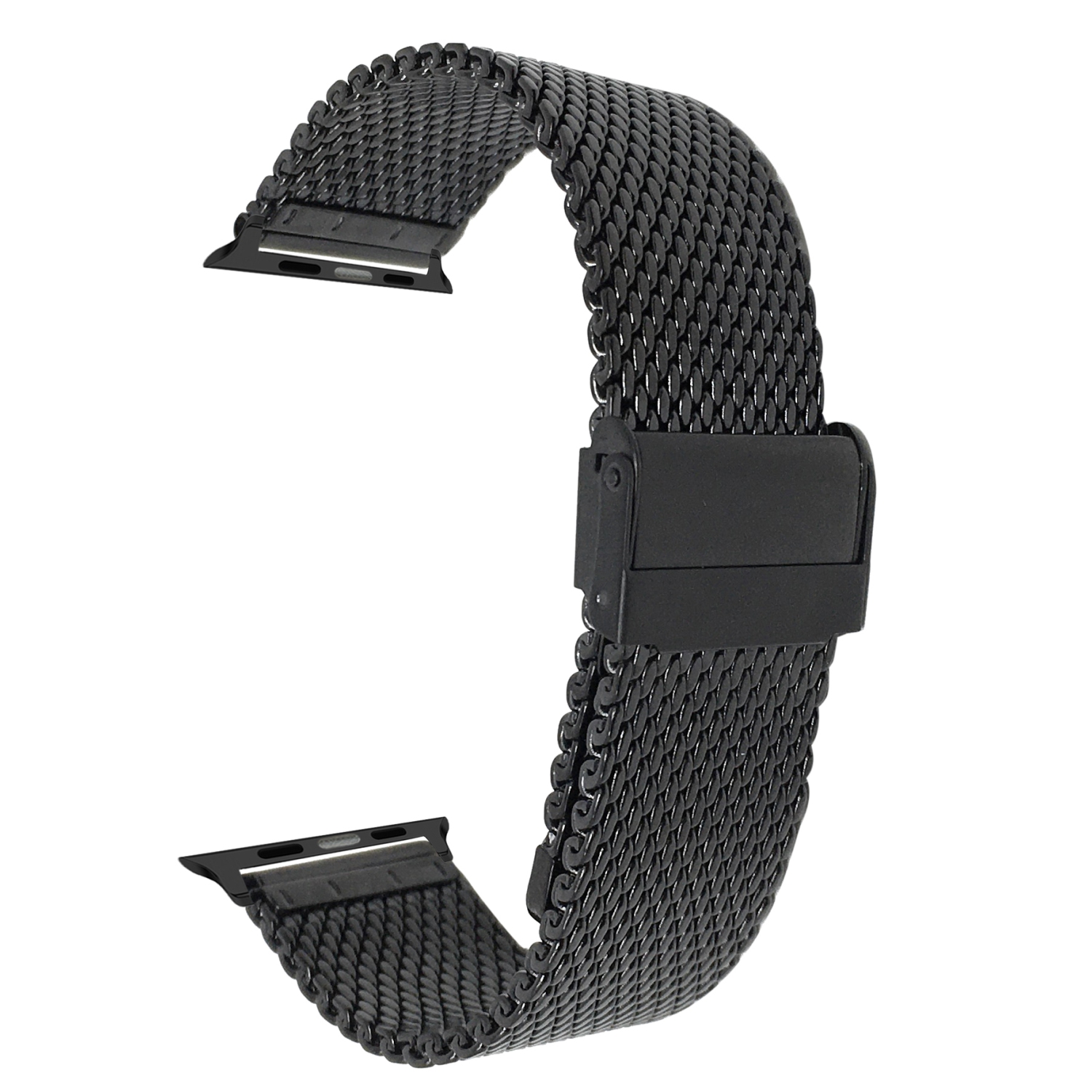 Bandini Metal Stainless Steel Mesh Watch Strap for Apple Watch Band 42mm / 44mm / 45mm / 49mm, Series 9 8 7 6 5 4 3 2 1 SE & Ultra, Milanese, Black