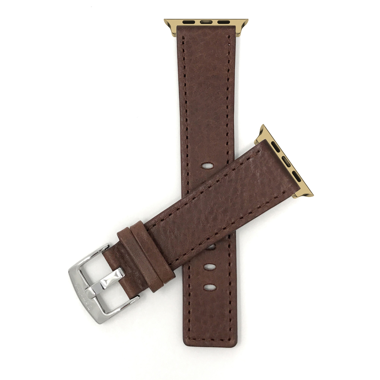 Bandini Leather Replacement Watch Strap for Apple Watch Band 41mm / 40mm / 38mm, Series 8 7 6 5 4 3 2 1 & SE - Brown / Gold