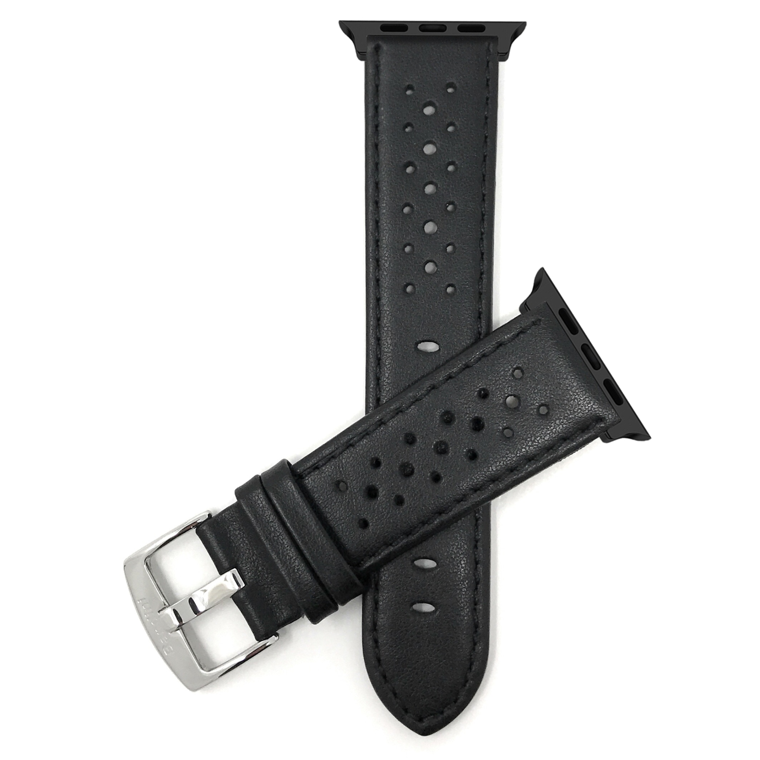 Bandini Extra Long (XL) Leather Watch Strap for Apple Watch Band 42mm / 44mm, Series 6 5 4 3 2 1, Rally, Black