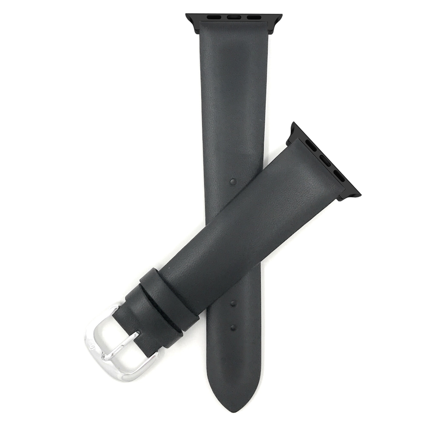 Bandini Leather Replacement Watch Strap for Apple Watch Band 46mm / 49mm / 45mm / 44mm / 42mm, Series 11 10 9 8 7 6 5 SE, Ultra 3 2 1 - Black / Black