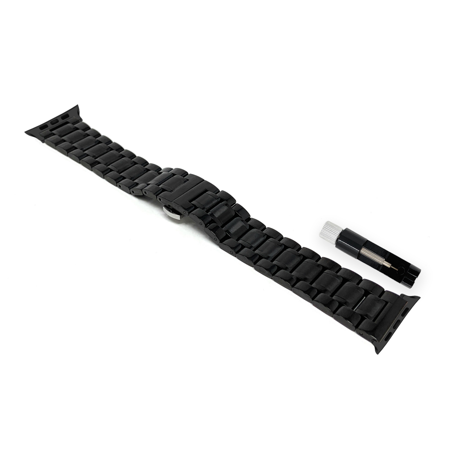 Bandini Stainless Steel Metal Replacement Watch Strap for Apple Watch Band 42mm / 44mm, Series 6 5 4 3 2 1 - Black / Black