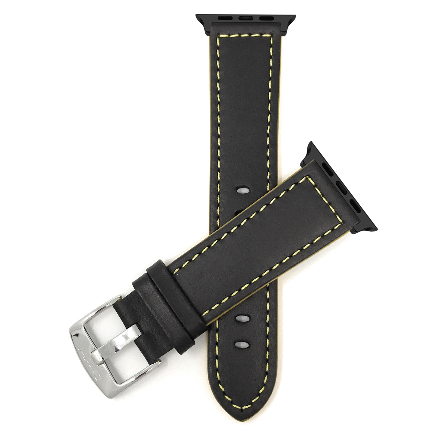 Bandini Extra Long (XL) Leather Watch Strap for Apple Watch Band 42mm / 44mm / 45mm / 49mm, Series 9 8 7 6 5 4 3 2 1 SE & Ultra, Racer, Black / Yellow / Black