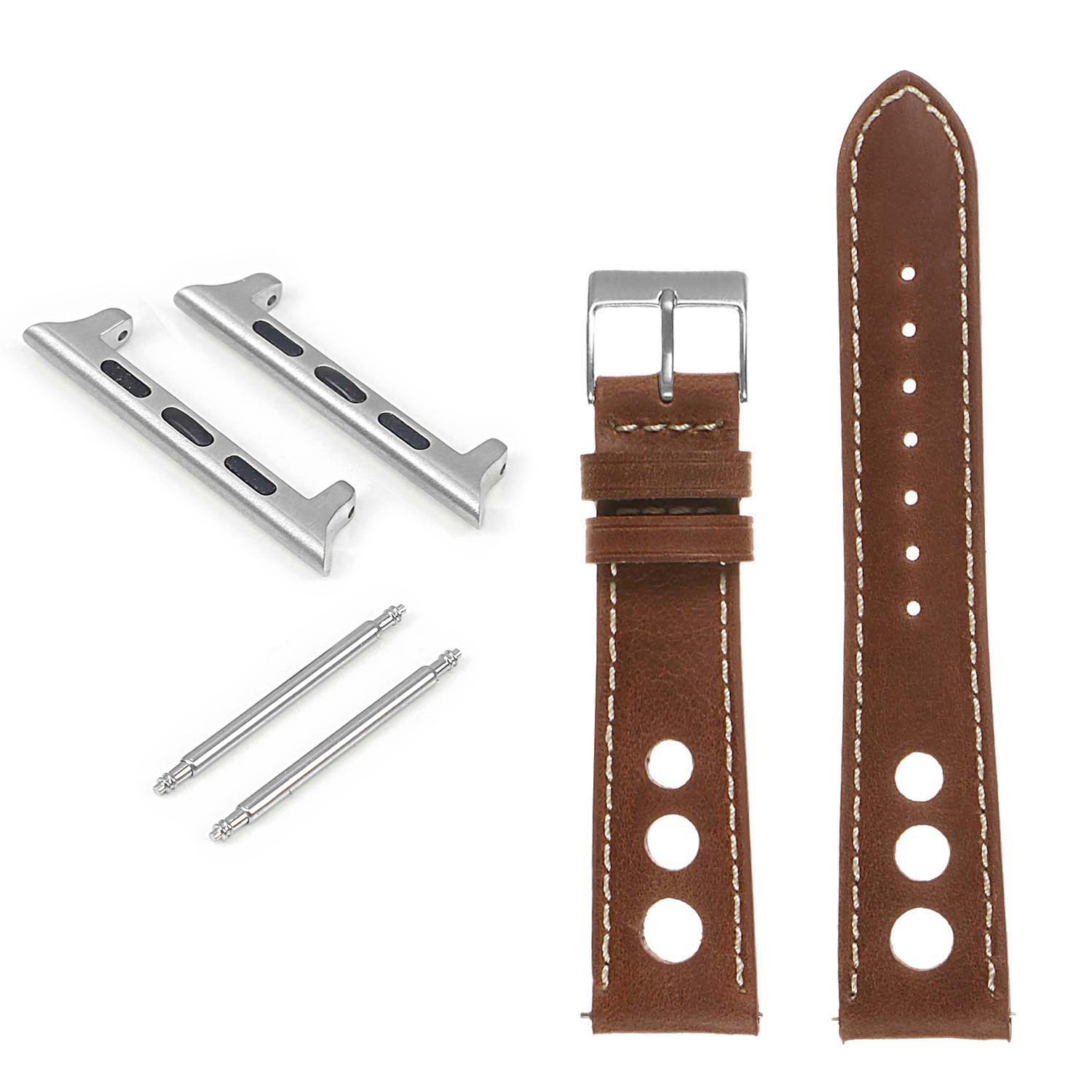 DASSARI Carrera Distressed Leather GT Rally Watch Band for Apple Watch - 40mm - Tan