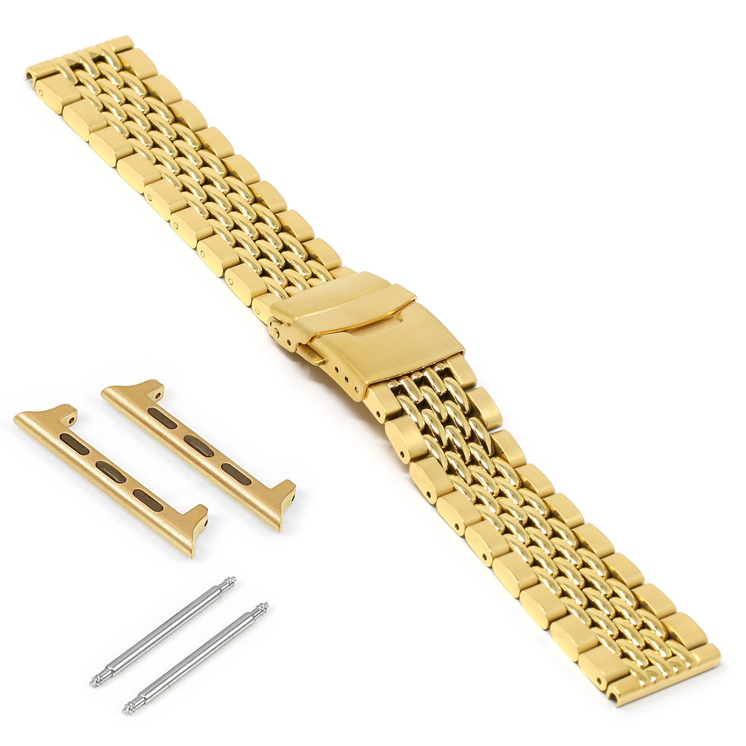 StrapsCo Beads of Rice Bracelet for Apple Watch - 44mm - Yellow Gold