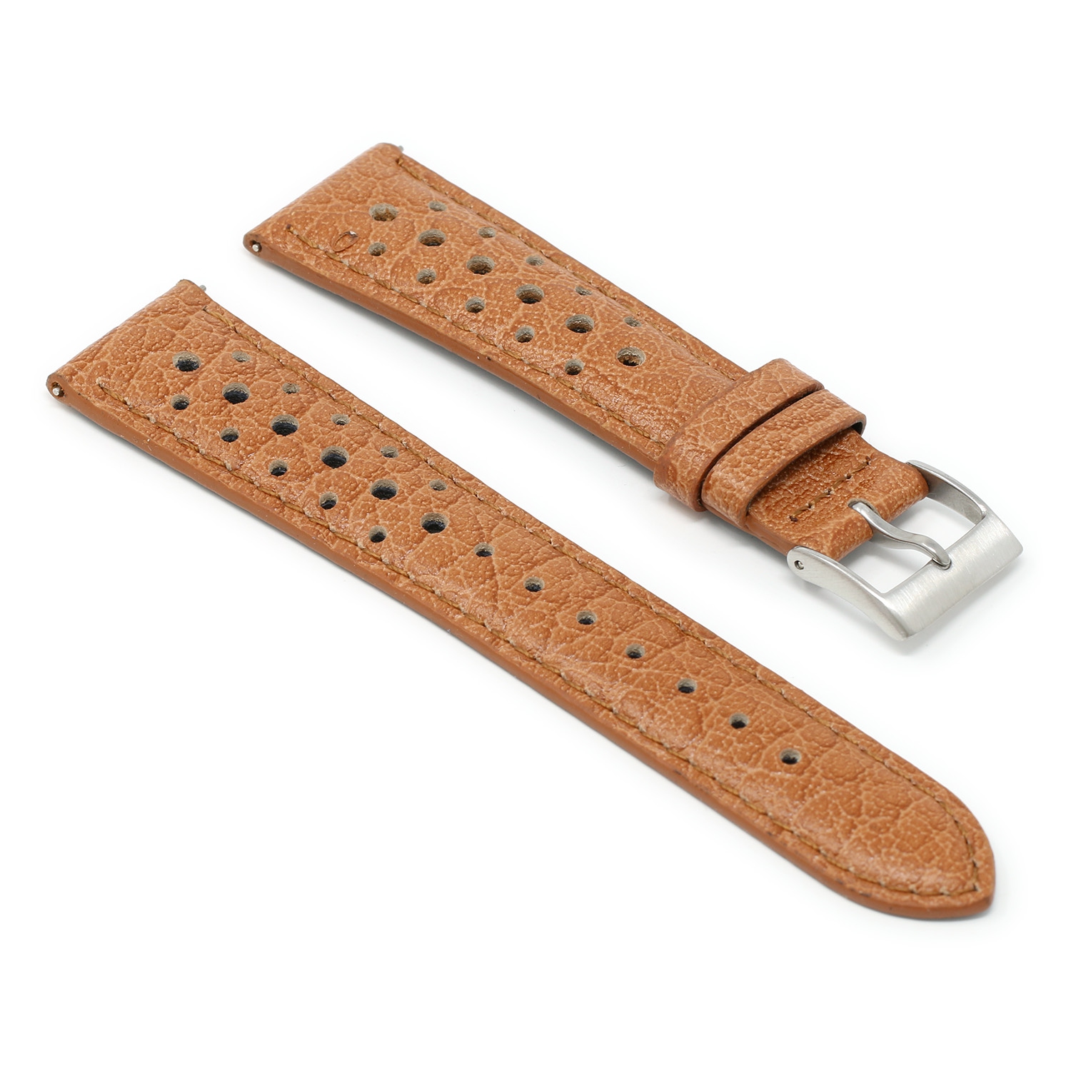 DASSARI Bracelet de rallye en cuir perforé pour Apple Watch - 42mm - Tan