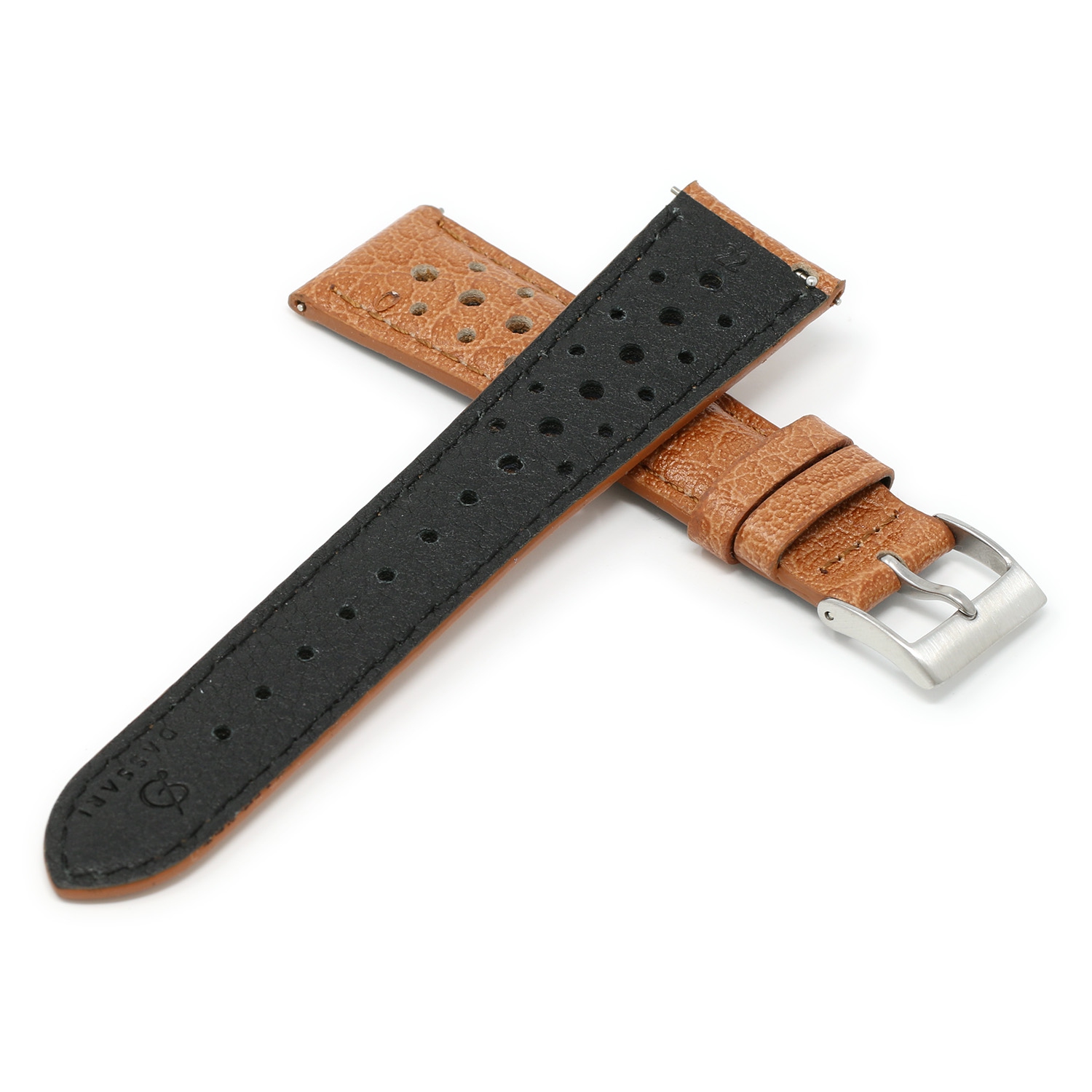 DASSARI Bracelet de rallye en cuir perforé pour Apple Watch - 42mm - Tan