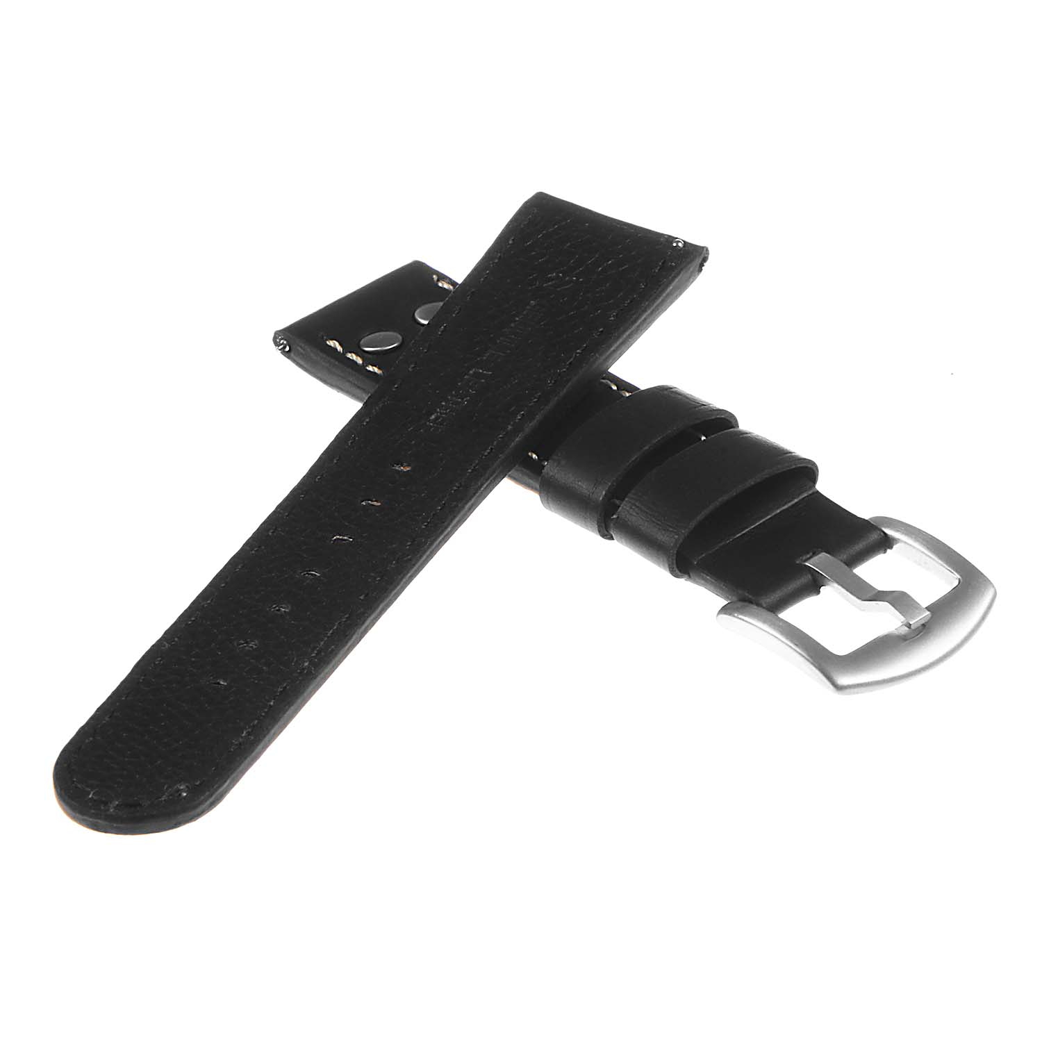 DASSARI Pilot Leather Watch Band w/ Rivets for Apple Watch - 38mm - Black & White