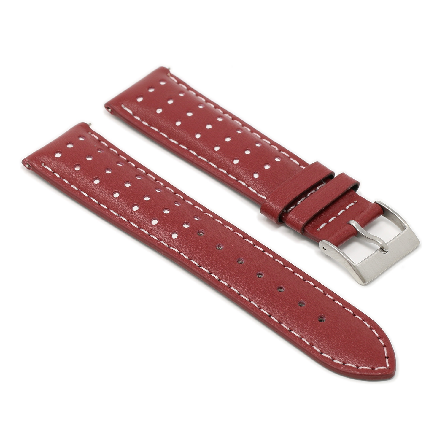 DASSARI Perforated Leather Racing Strap for Apple Watch - 44mm - Red & White
