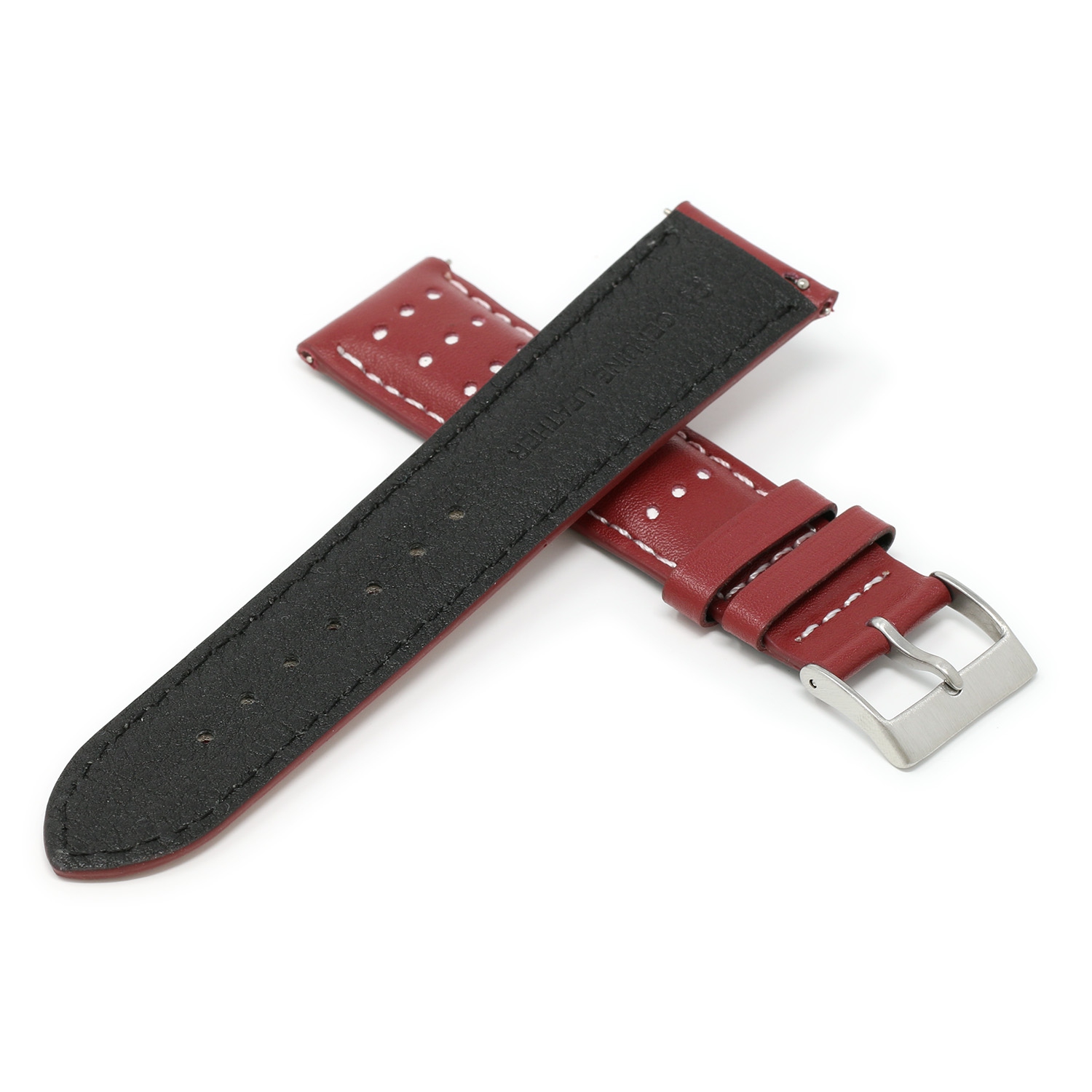 DASSARI Perforated Leather Racing Strap for Apple Watch - 44mm - Red & White