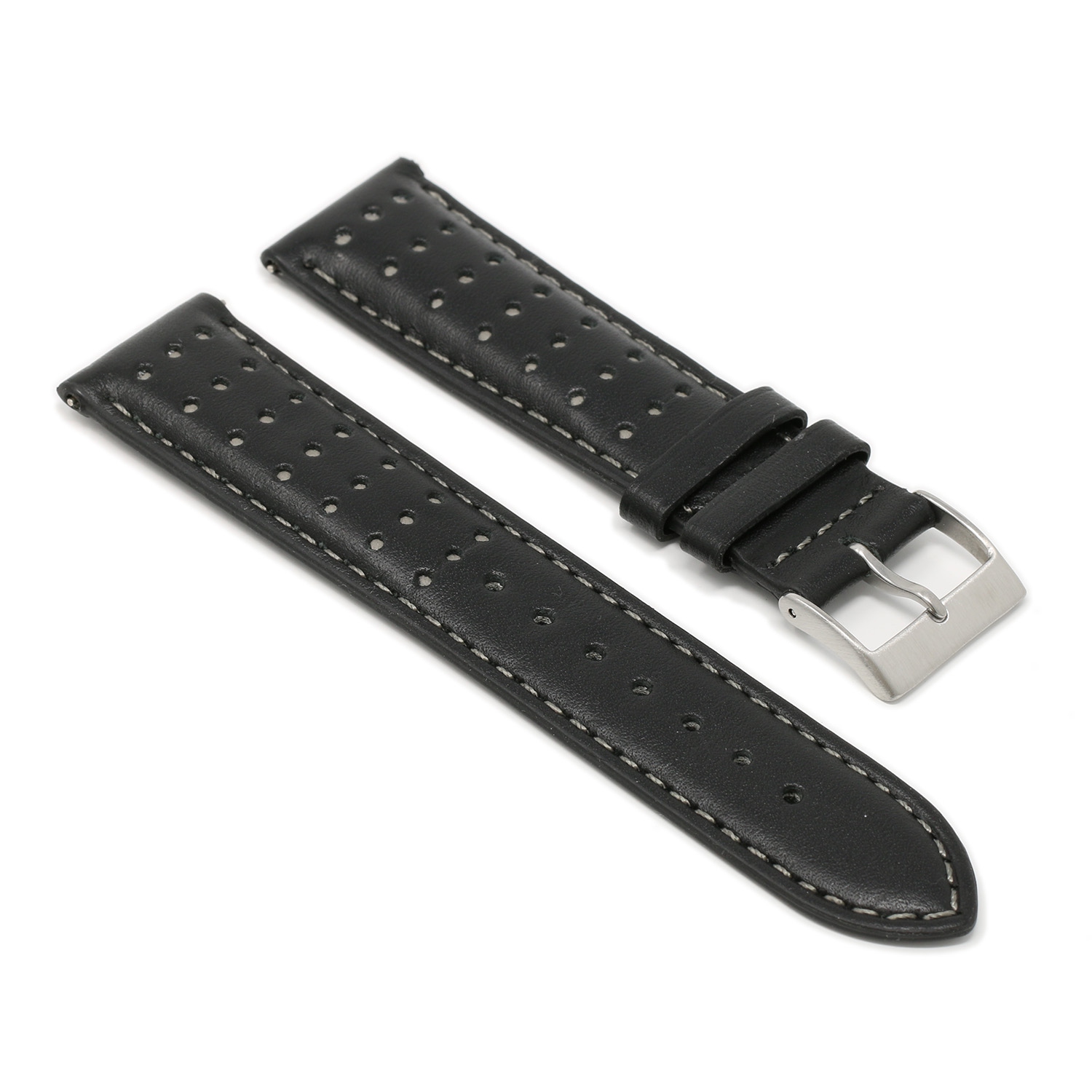 DASSARI Perforated Leather Racing Strap for Apple Watch - 40mm - Black & Grey
