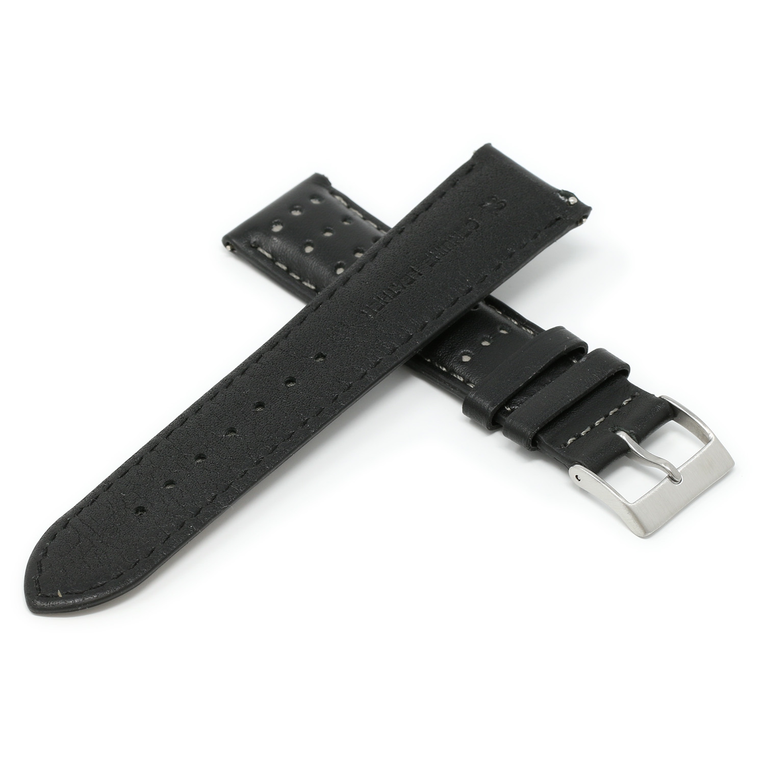 DASSARI Perforated Leather Racing Strap for Apple Watch - 40mm - Black & Grey