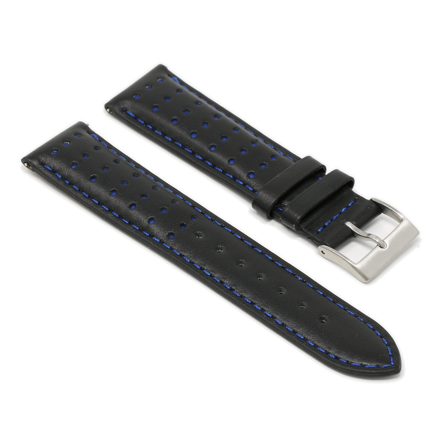 DASSARI Perforated Leather Racing Strap for Apple Watch - 40mm - Black & Blue