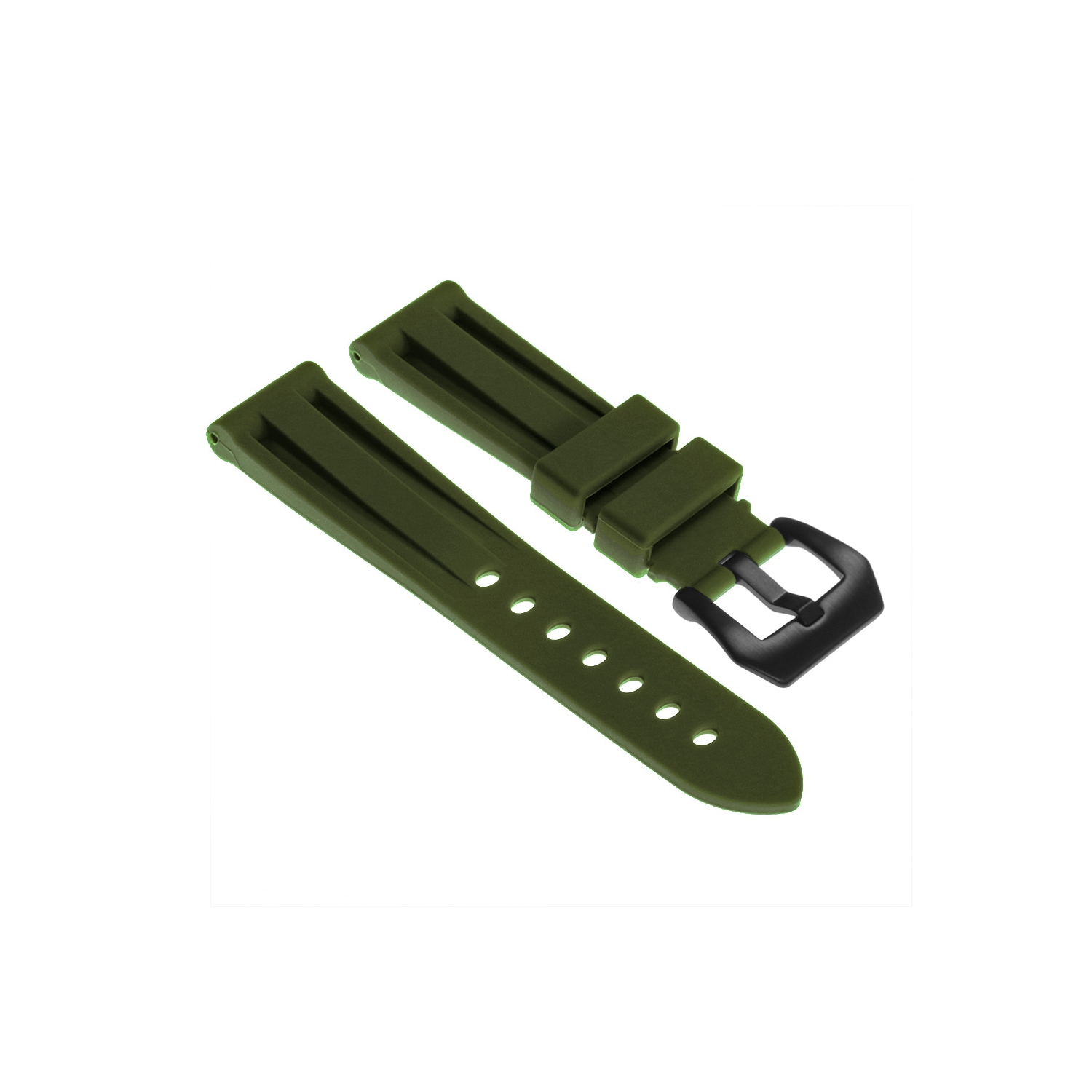 StrapsCo Silicone Watch Strap with Matte Black Pre-V Buckle for Apple Watch - 38mm - Green
