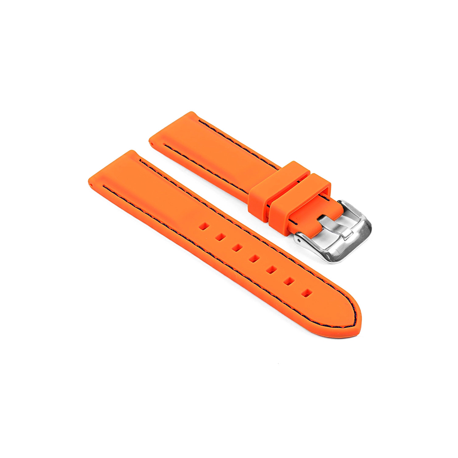 StrapsCo Bracelet en caoutchouc avec coutures pour Apple Watch - 38mm - Orange & Noir