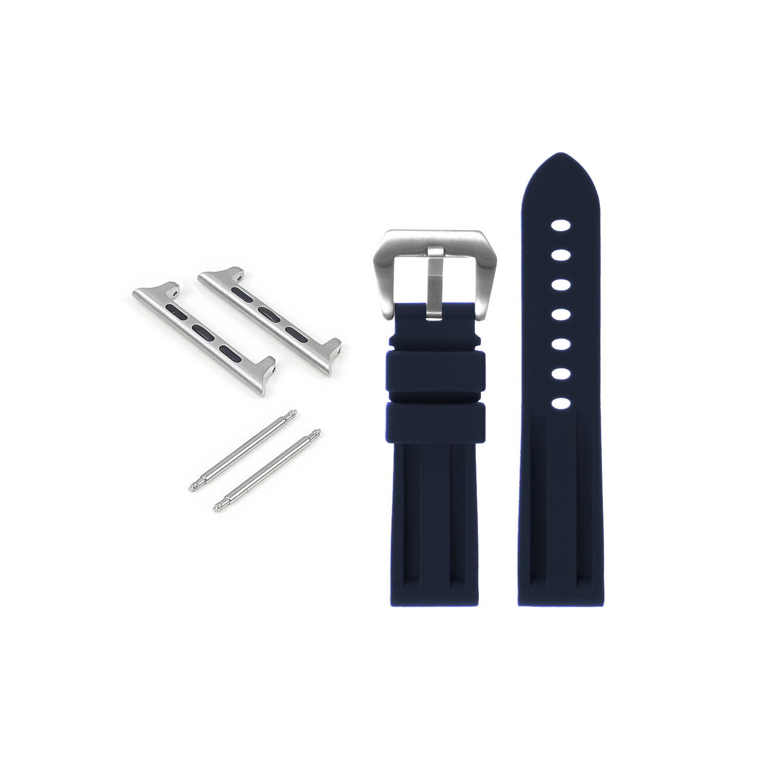 StrapsCo Silicone Watch Strap with Brushed Stainless Steel Pre-V Buckle for Apple Watch - 42mm - Blue