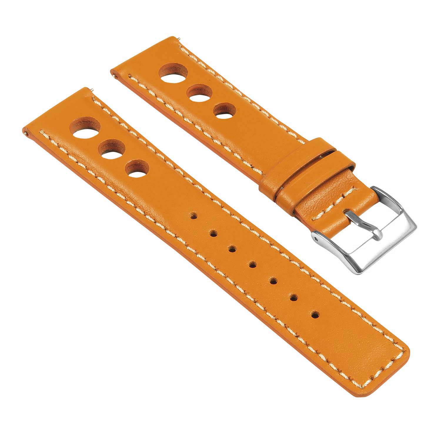 StrapsCo Bracelet de rallye en cuir pour Apple Watch - 38mm - Orange & Blanc