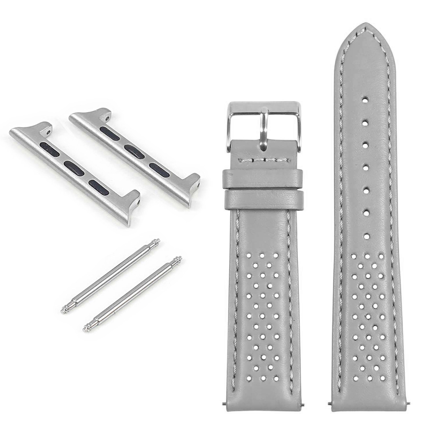 StrapsCo Perforated Rally Strap for Apple Watch - 38mm - Grey & White