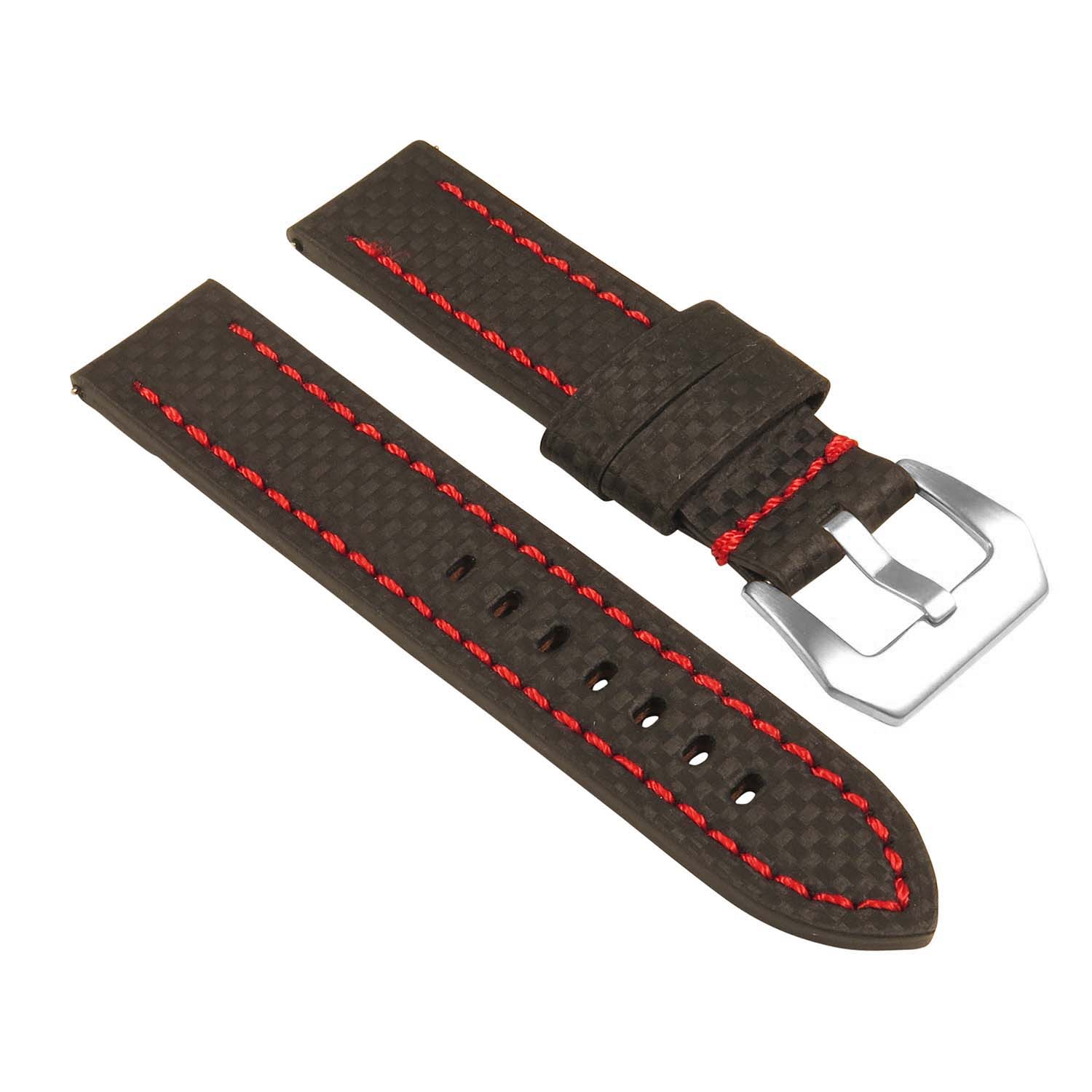 StrapsCo Heavy Duty Carbon Fiber Strap for Apple Watch - 42mm - Black & Red