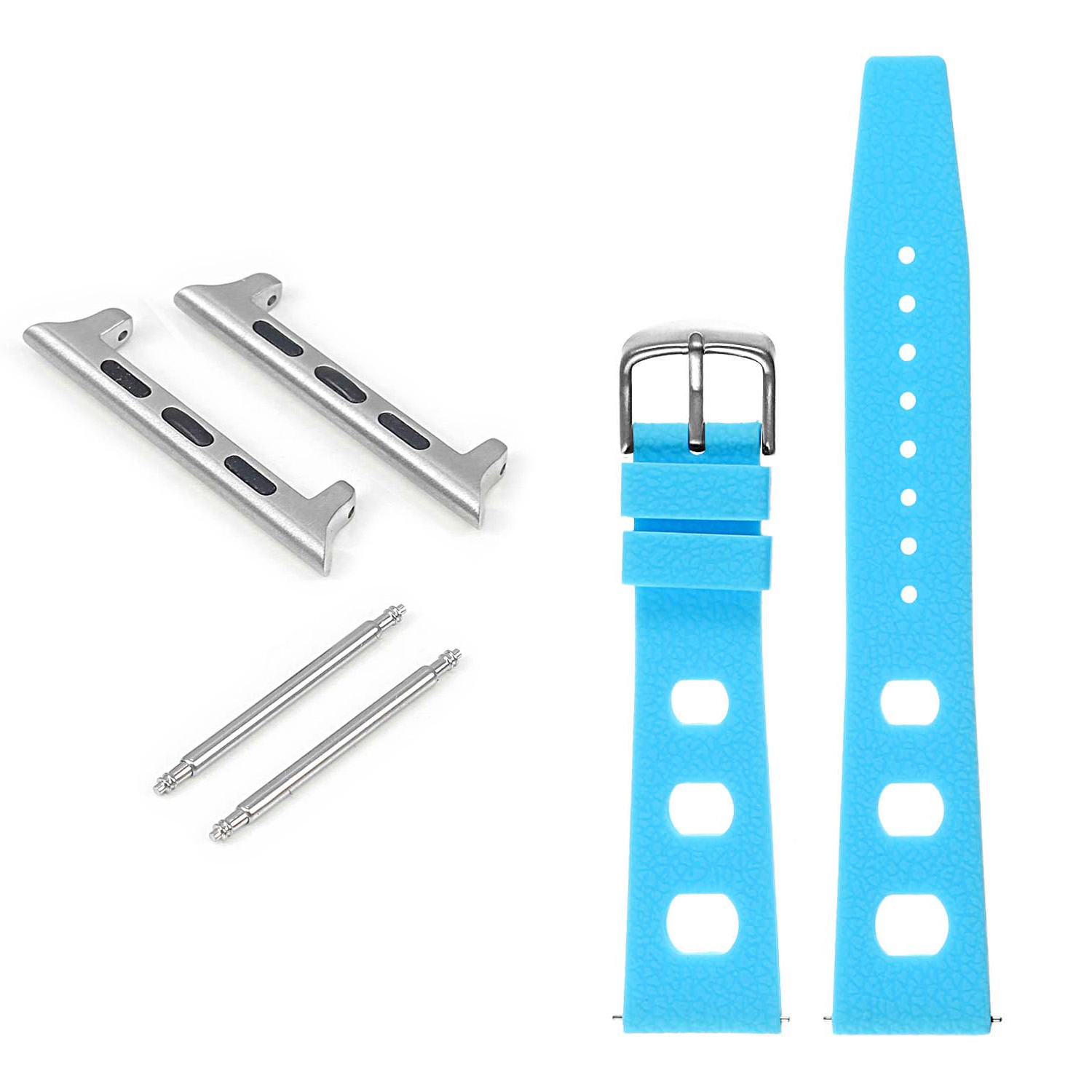 StrapsCo Bracelet de rallye en caoutchouc de style vintage pour Apple Watch - 42mm - Bleu clair