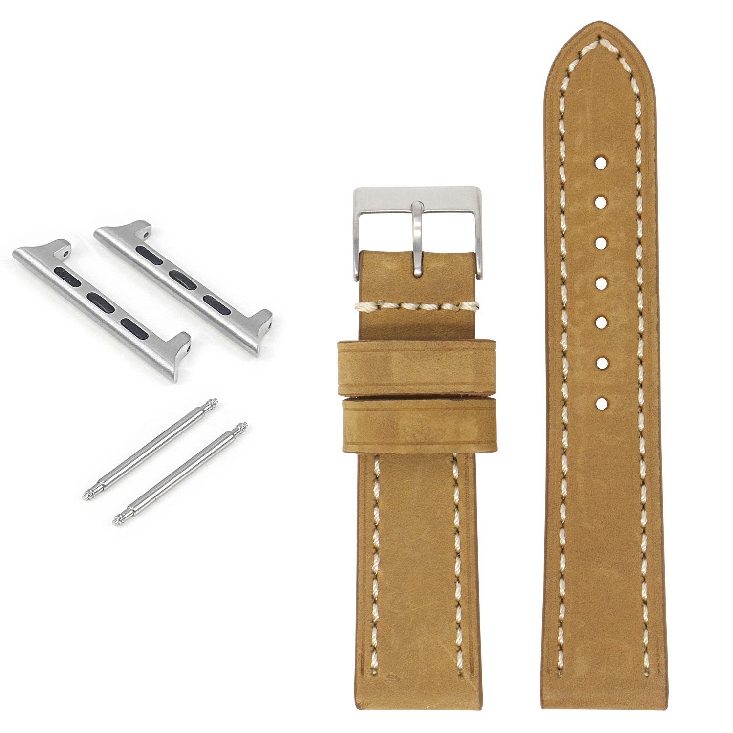 StrapsCo Bracelet en cuir vintage pour Apple Watch - 42mm - Sable Foncé