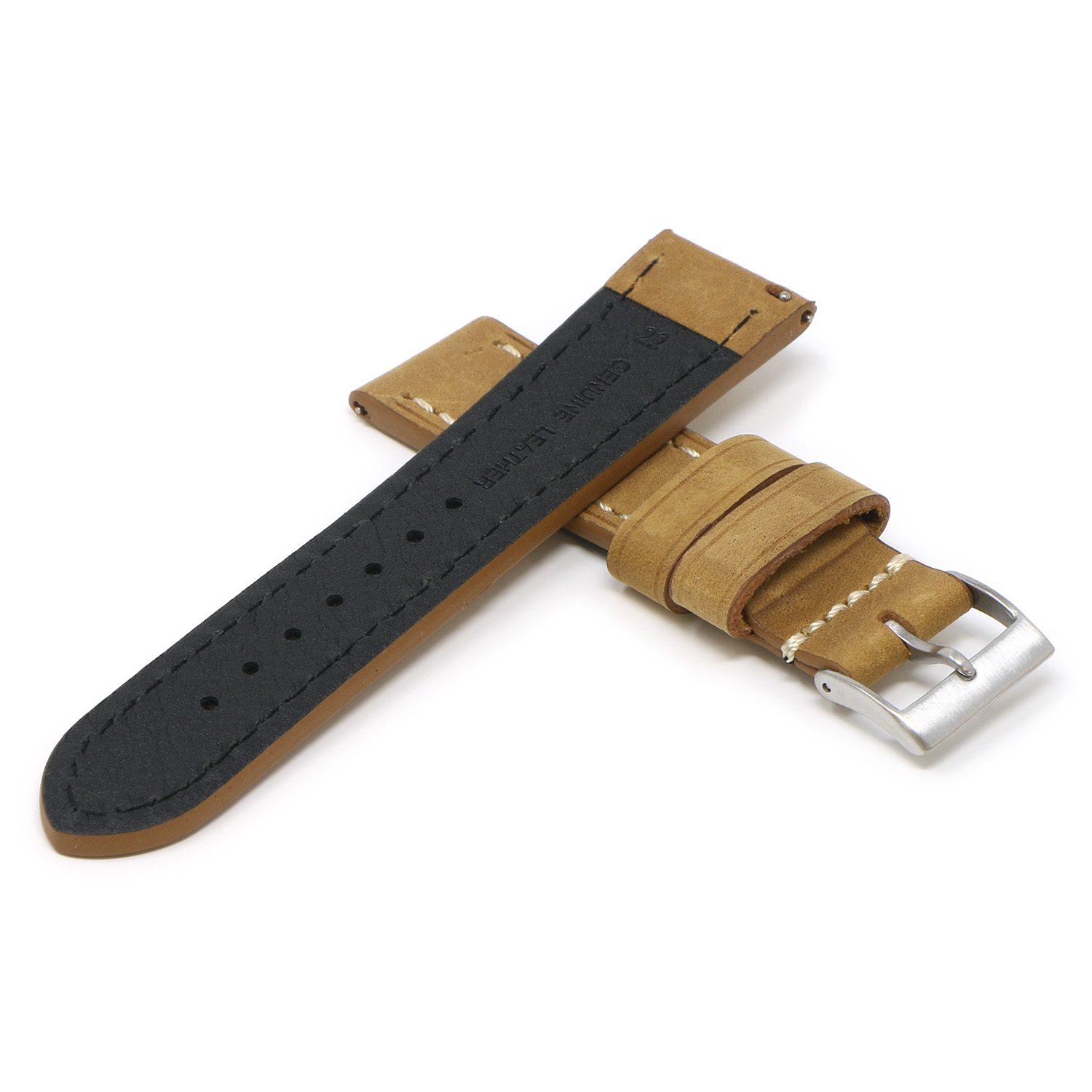 StrapsCo Bracelet en cuir vintage pour Apple Watch - 42mm - Sable Foncé