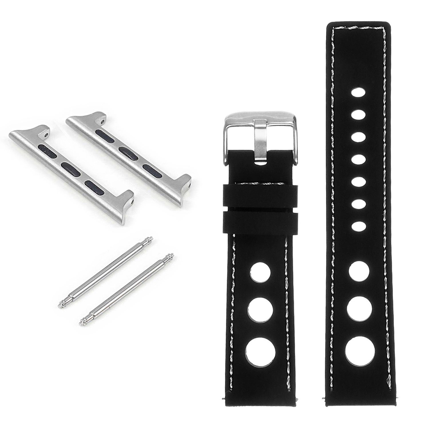 StrapsCo Rubber Rally Strap for Apple Watch - 38mm - Black & White