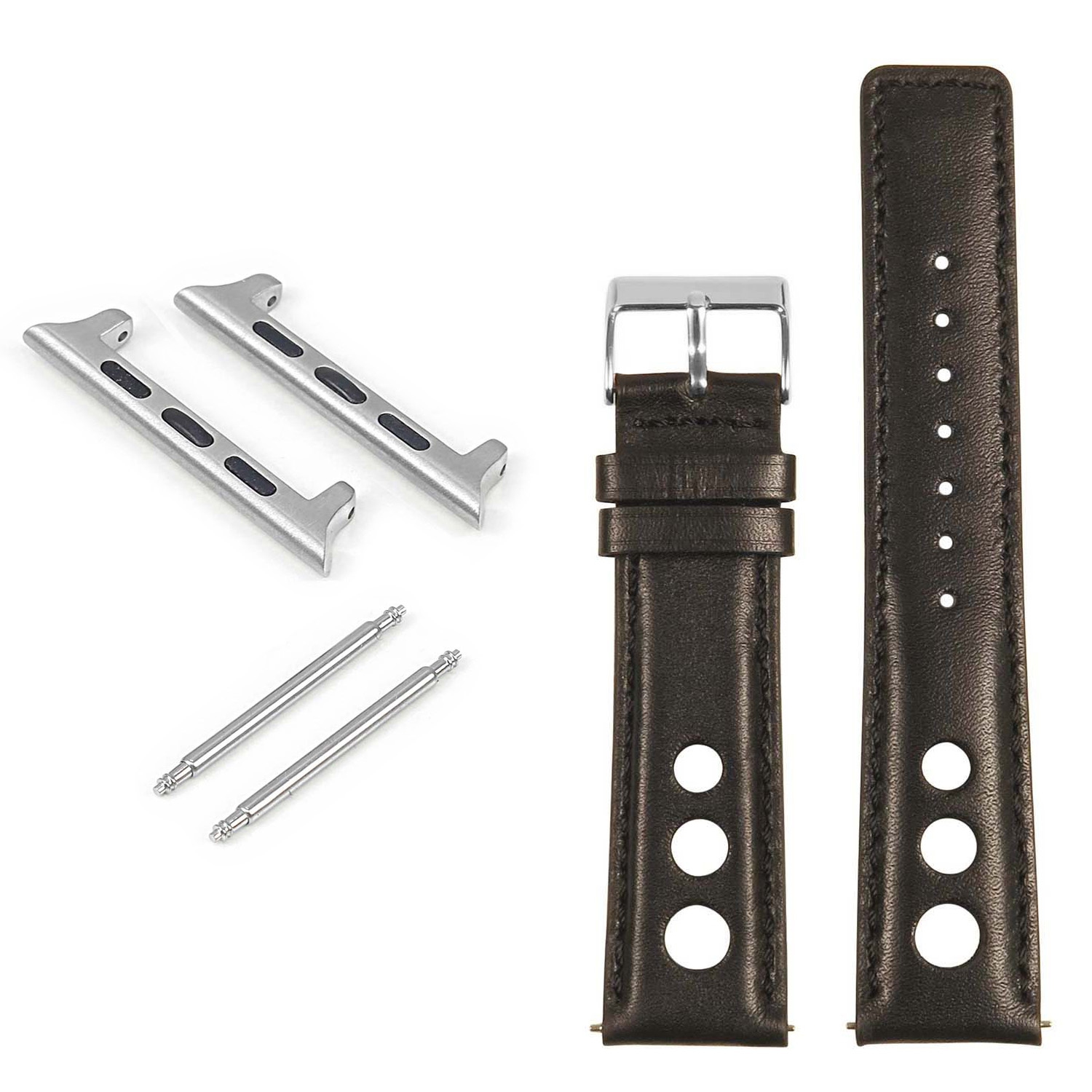 StrapsCo Leather Rally Strap for Apple Watch - 42mm - Black