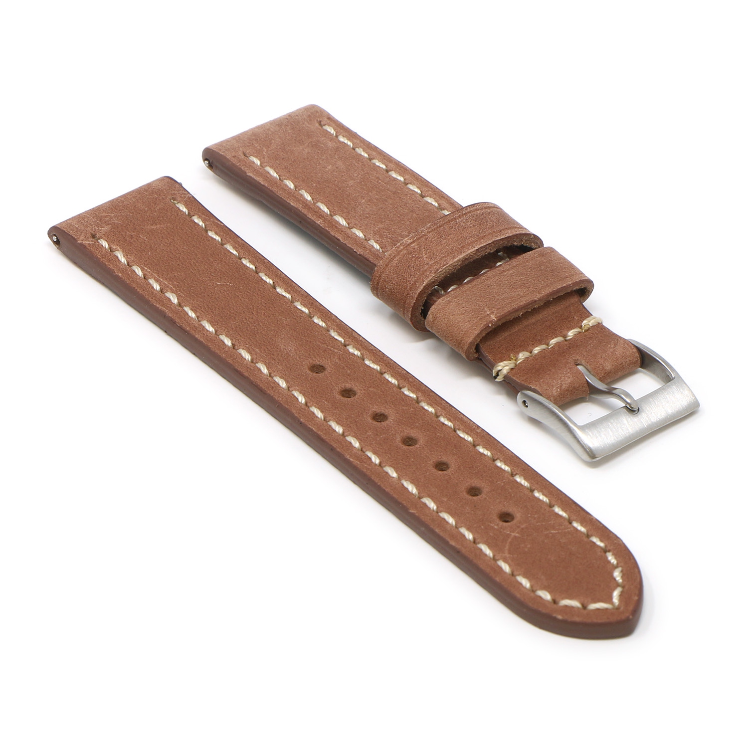 StrapsCo Bracelet en cuir vintage pour Apple Watch - 42mm - Chêne Brun