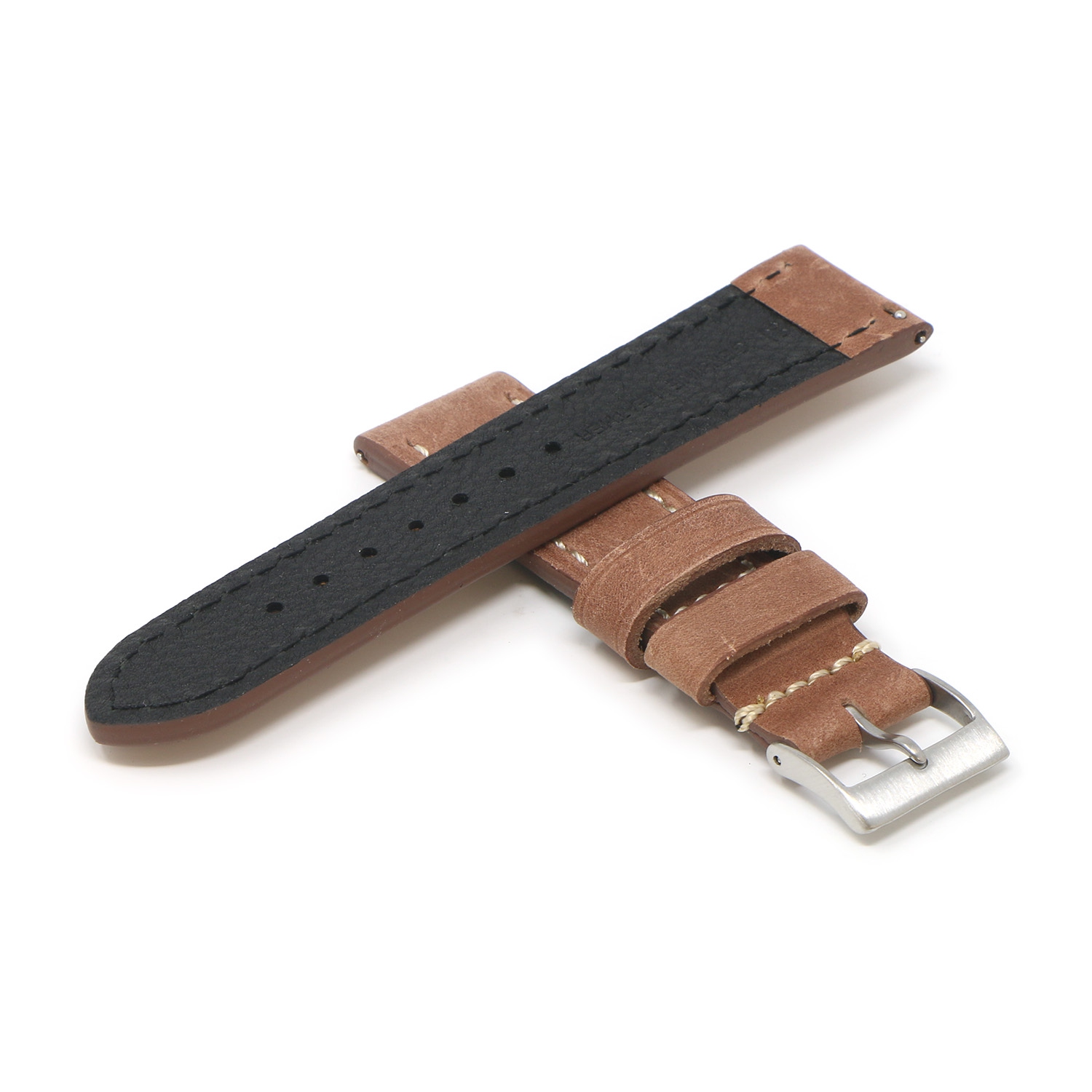 StrapsCo Bracelet en cuir vintage pour Apple Watch - 42mm - Chêne Brun