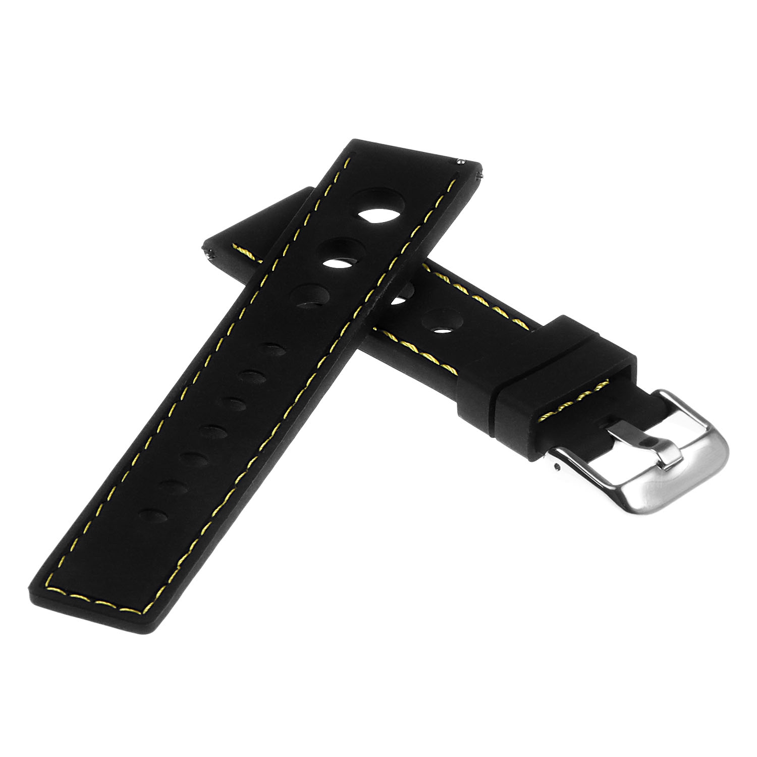 StrapsCo Rubber Rally Strap for Apple Watch - 44mm - Black & Yellow