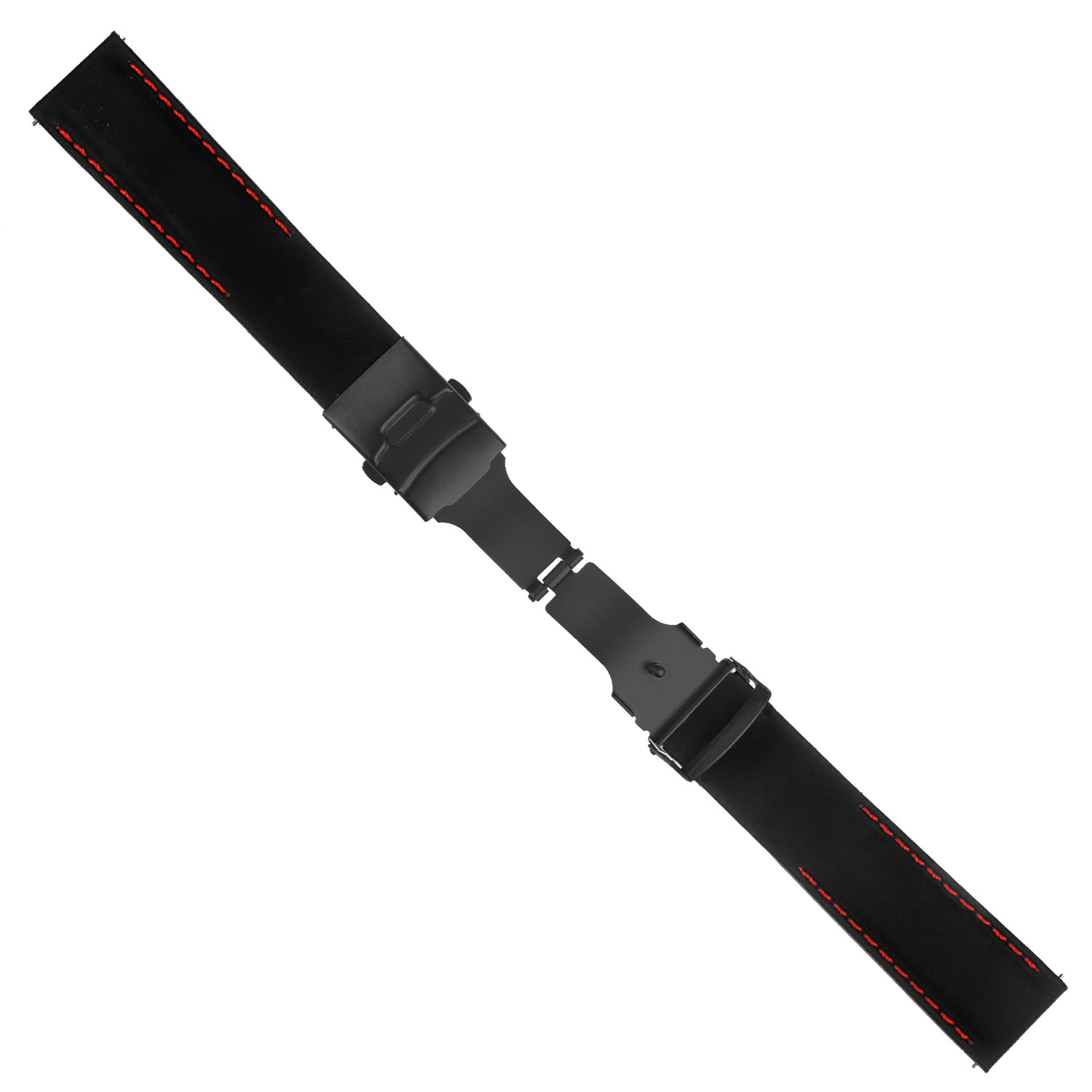StrapsCo Bracelet en caoutchouc avec coutures et fermoir noir mat pour Apple Watch - 38mm - Noir & Rouge