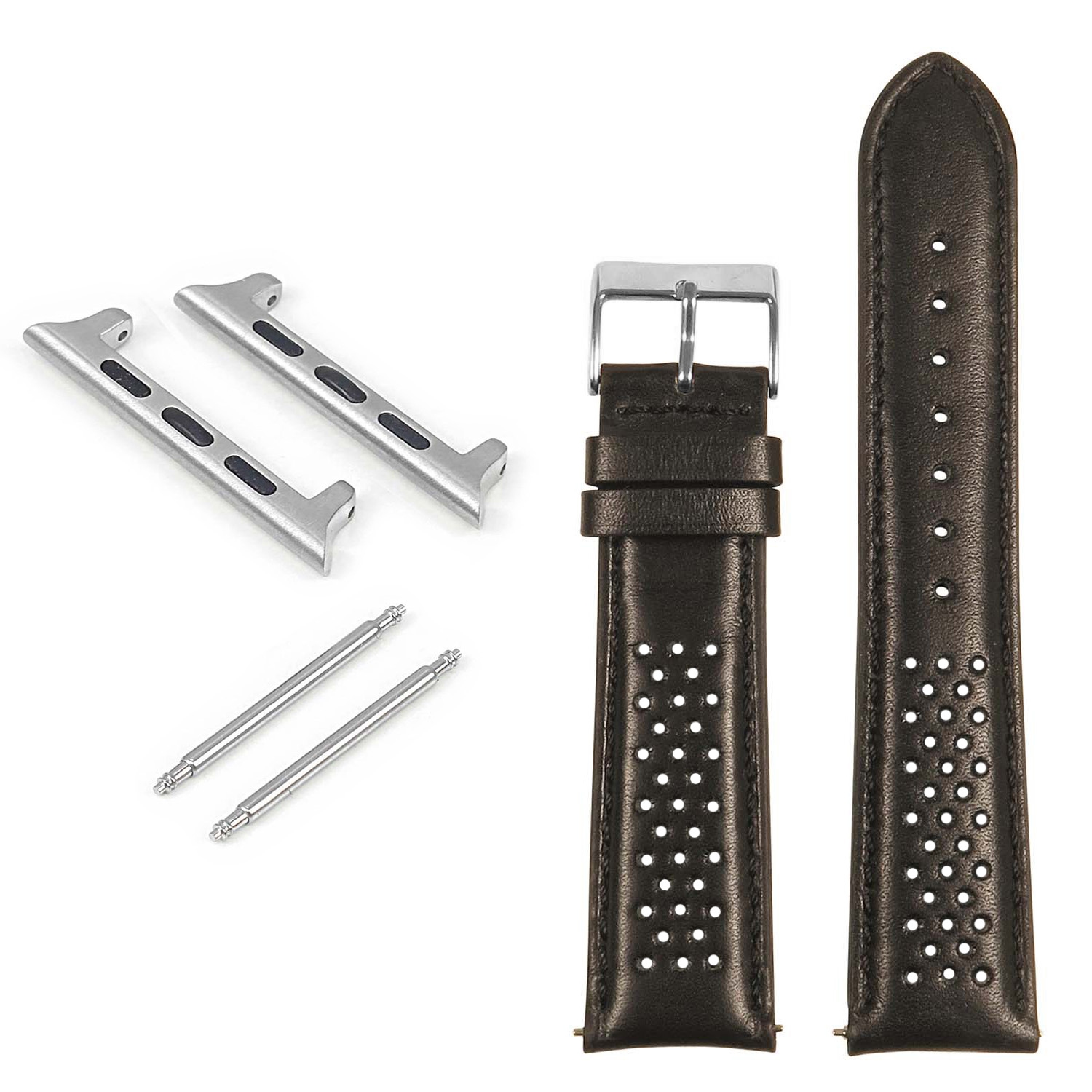 StrapsCo Bracelet de rallye perforé pour Apple Watch - 42mm - Noir