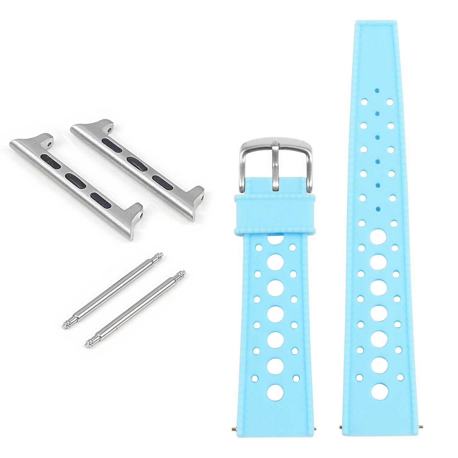 StrapsCo Retro Rubber Rally Strap for Apple Watch - 42mm - Light Blue