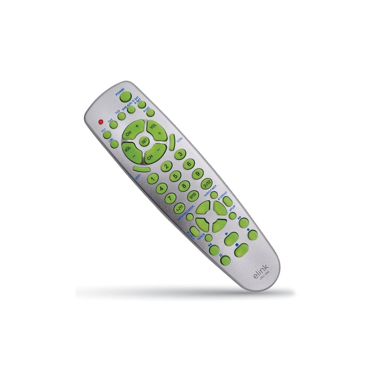 Télécommande universelle 9-en-1 pour téléviseur, magnétoscope, lecteur DVD, câble, satellite 386, CD/aux, VCDE, couleur argent