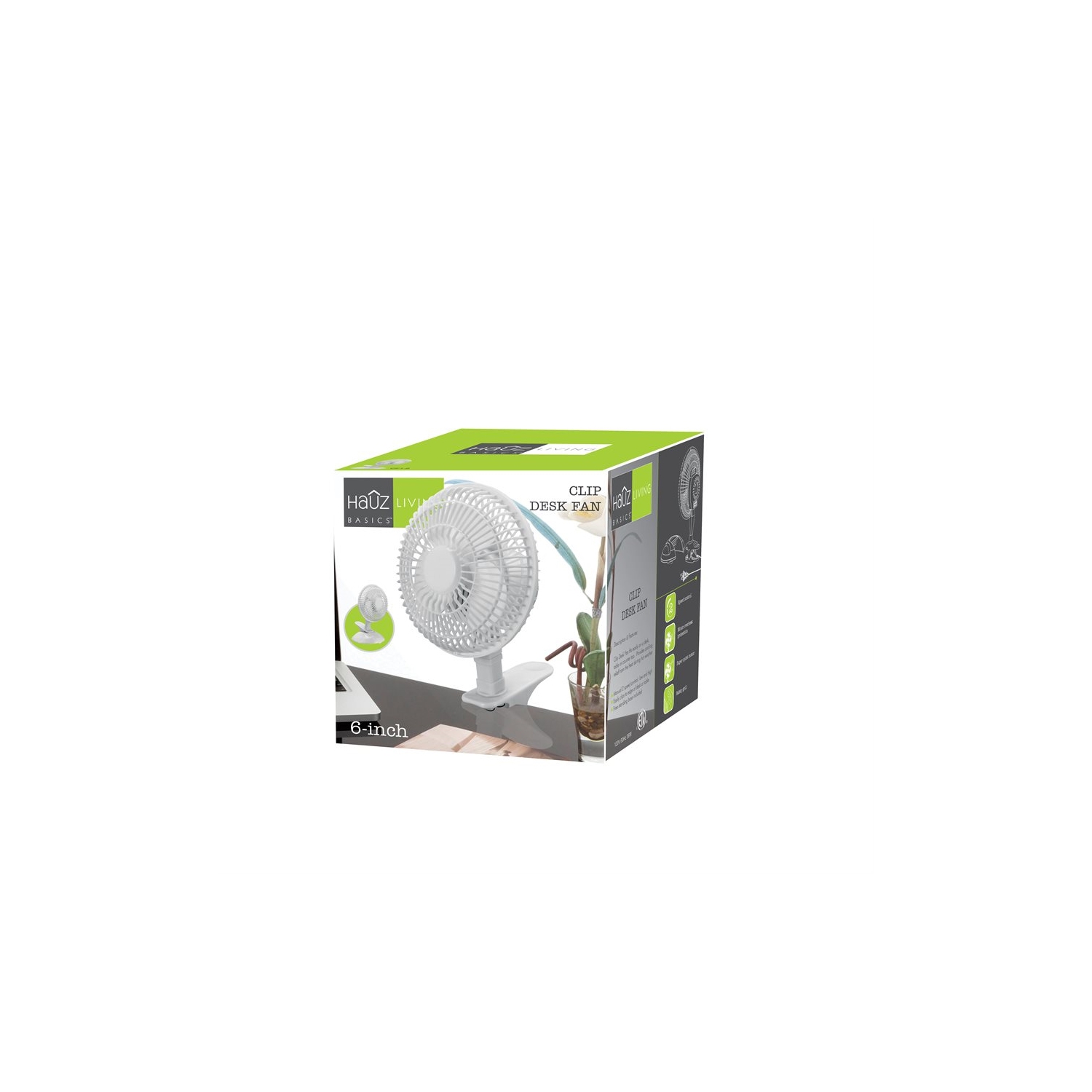 Hauz CF1-6 - Ventilateur de Bureau avec Pince de 6 Pouce, Blanc
