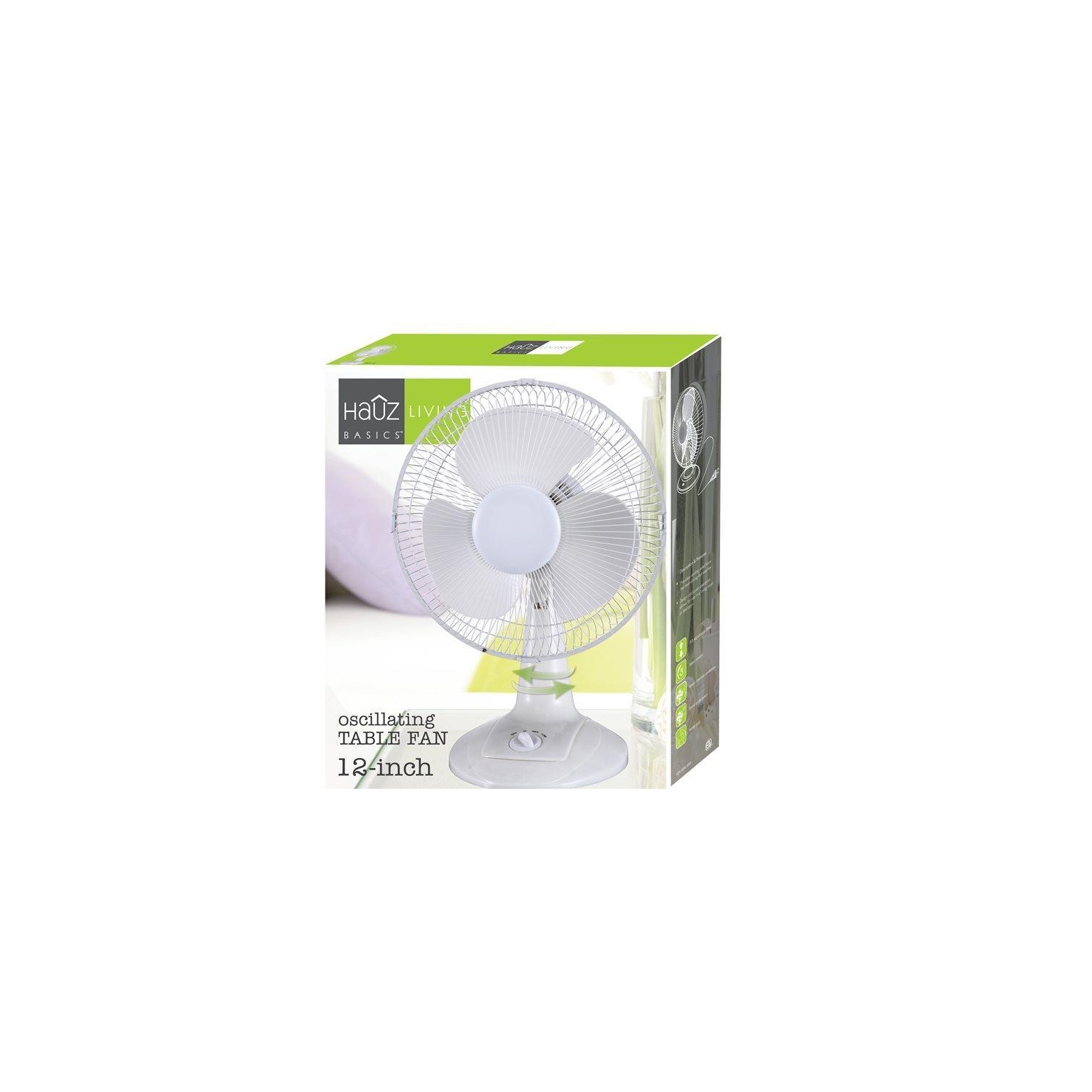 Hauz DF1-12 - Ventilateur sur Pied de 12 Pouce, Oscillant, Blanc