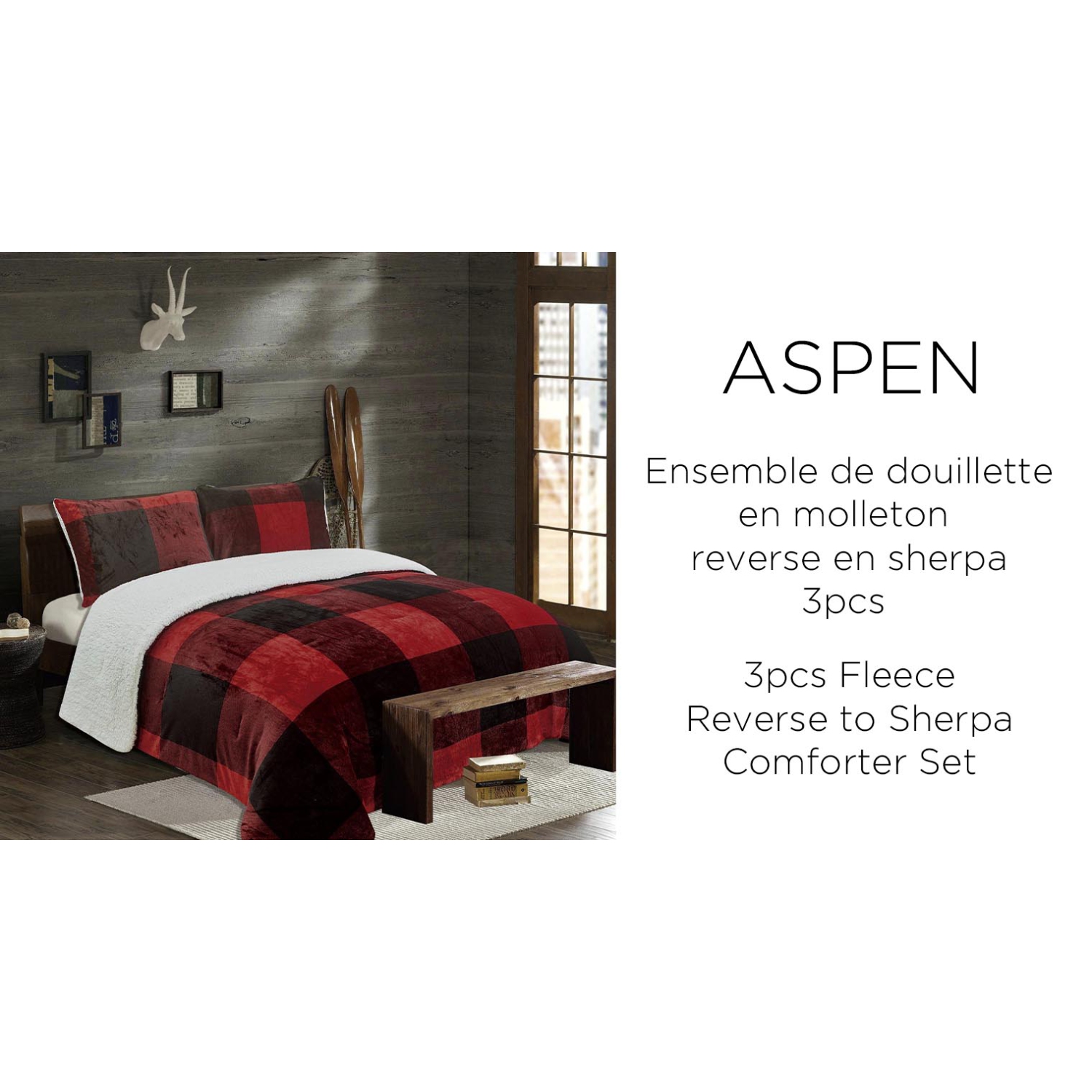 Lt Alpin 2pcs Fleece Rev To Sherpa, Red Twin Bed Set