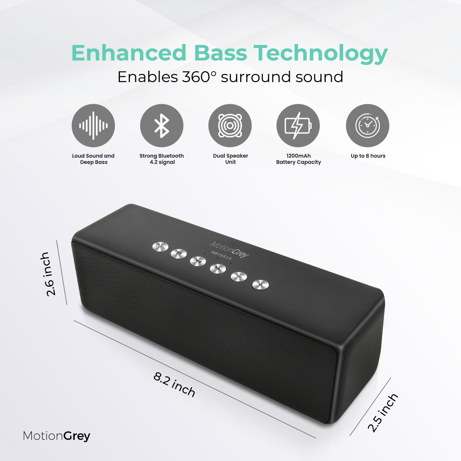 MotionGrey M Series - High Quality Portable Bluetooth Speaker, Great  Sounding Wireless Audio Outdoor Speakers for all occasions