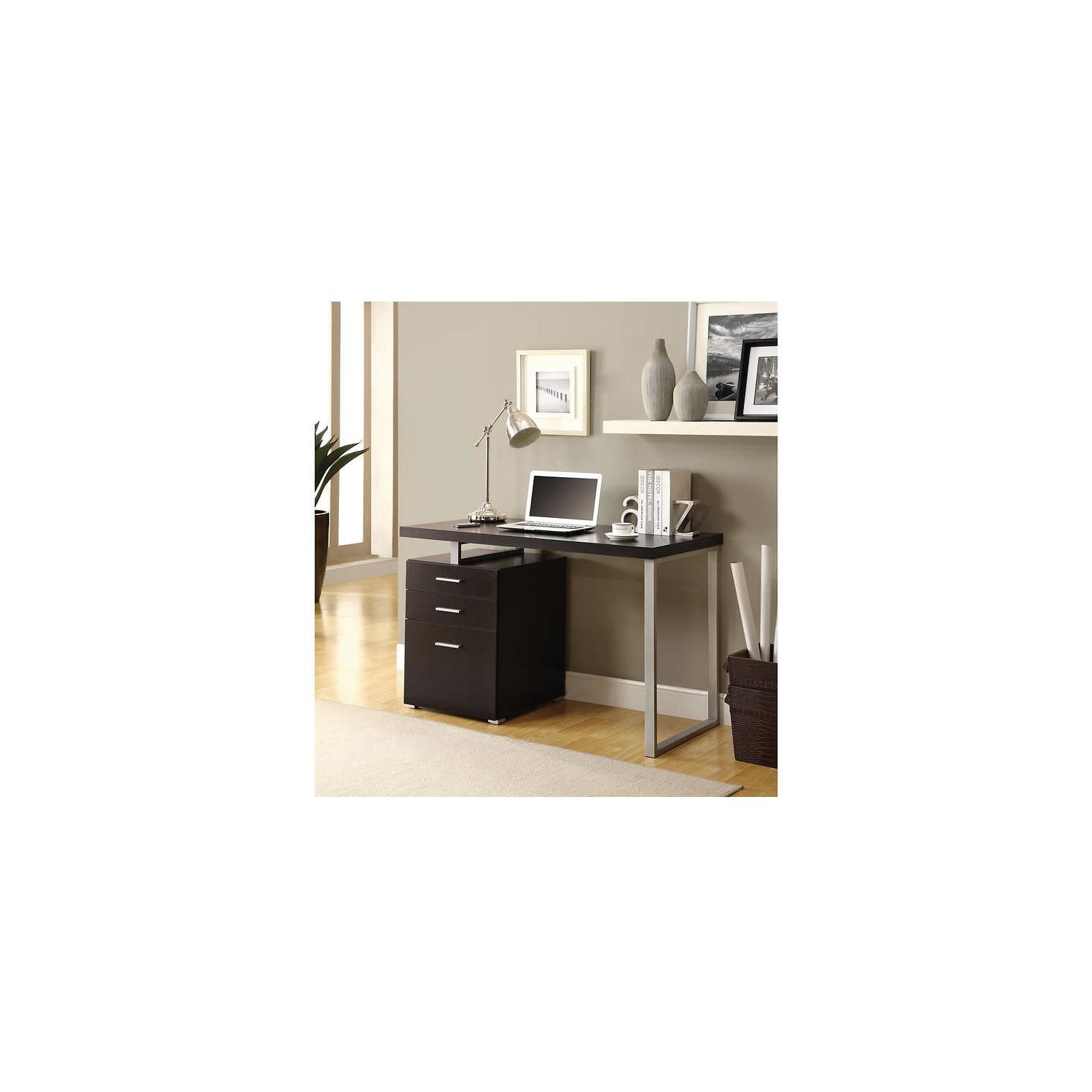 Office Desk, Computer Desk Scratch Resistant with 2 storage drawers - Brown