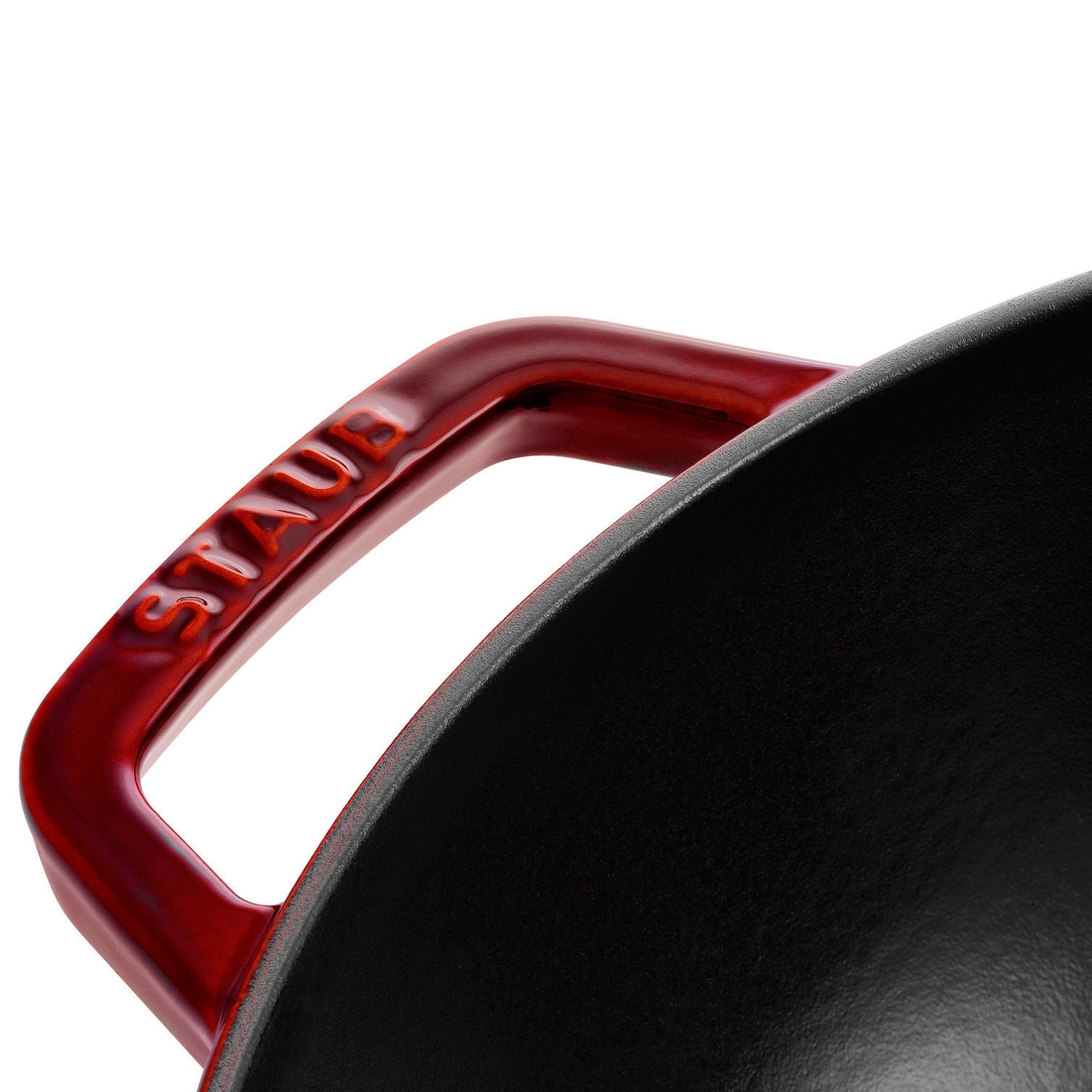 STAUB Specialities – wok en fonte de 30 cm/12 po avec couvercle en verre, Grenadine-Rouge
