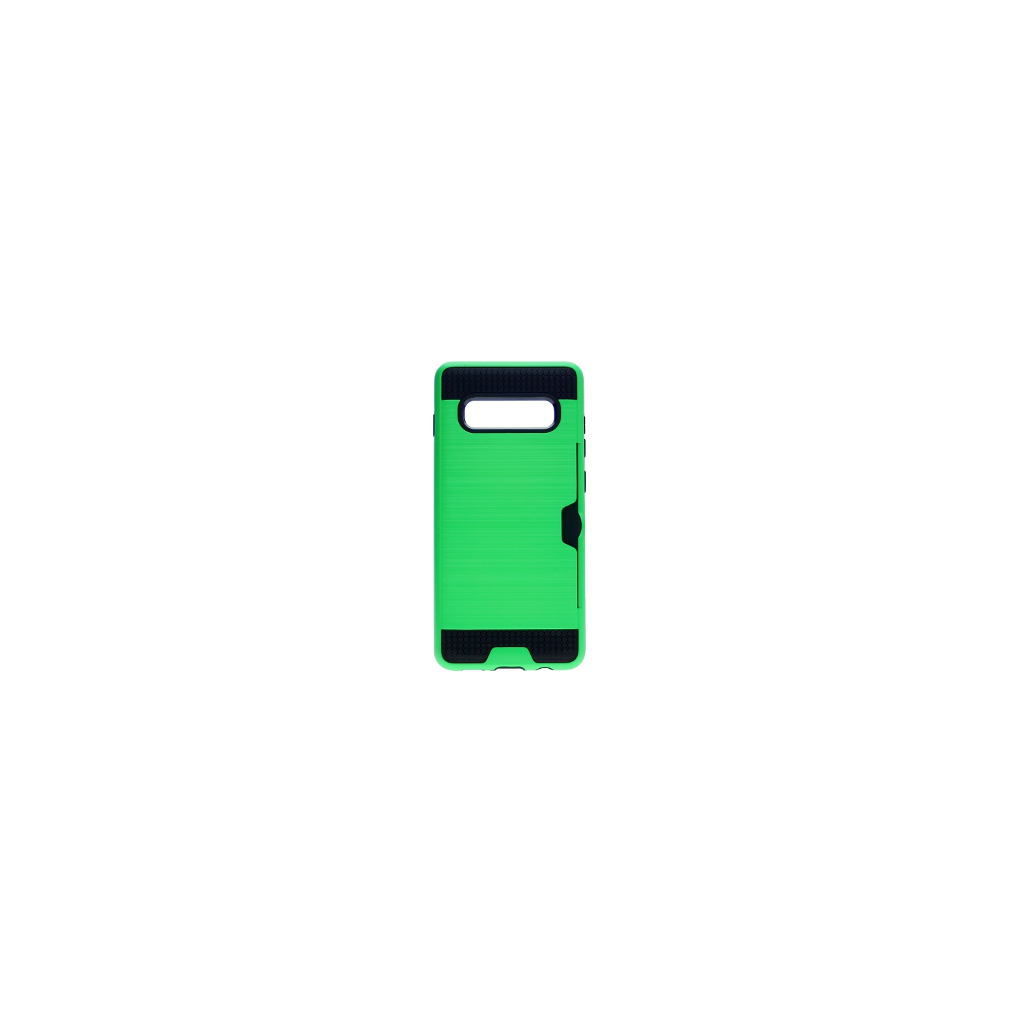 Brush Style Dual Layer w/Card Slot Armor Case For Samsung S10e, Green