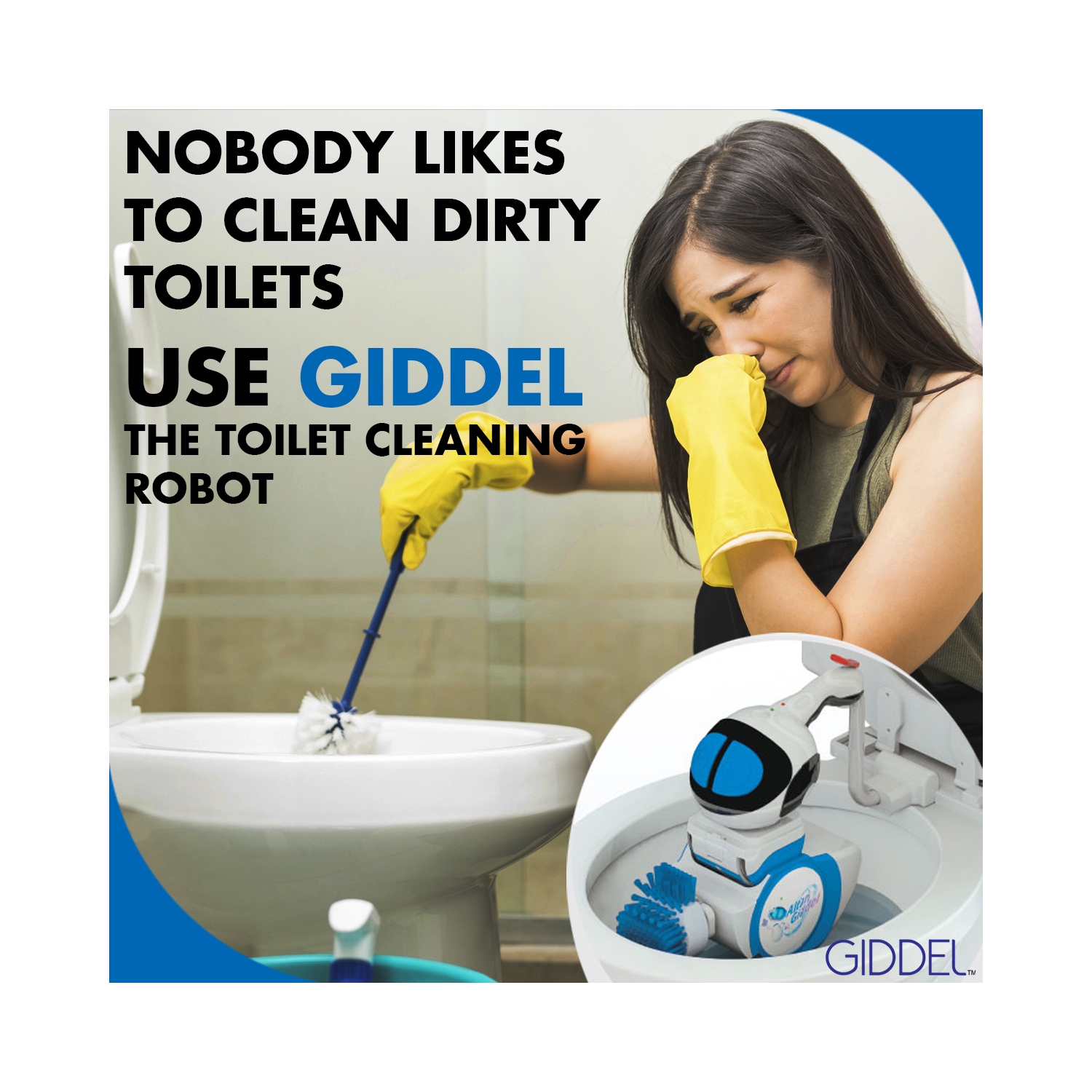 Robot de nettoyage de toilettes Giddel + siège de toilette allongé, nettoyant pour cuvette de toilettes, robot de nettoyage