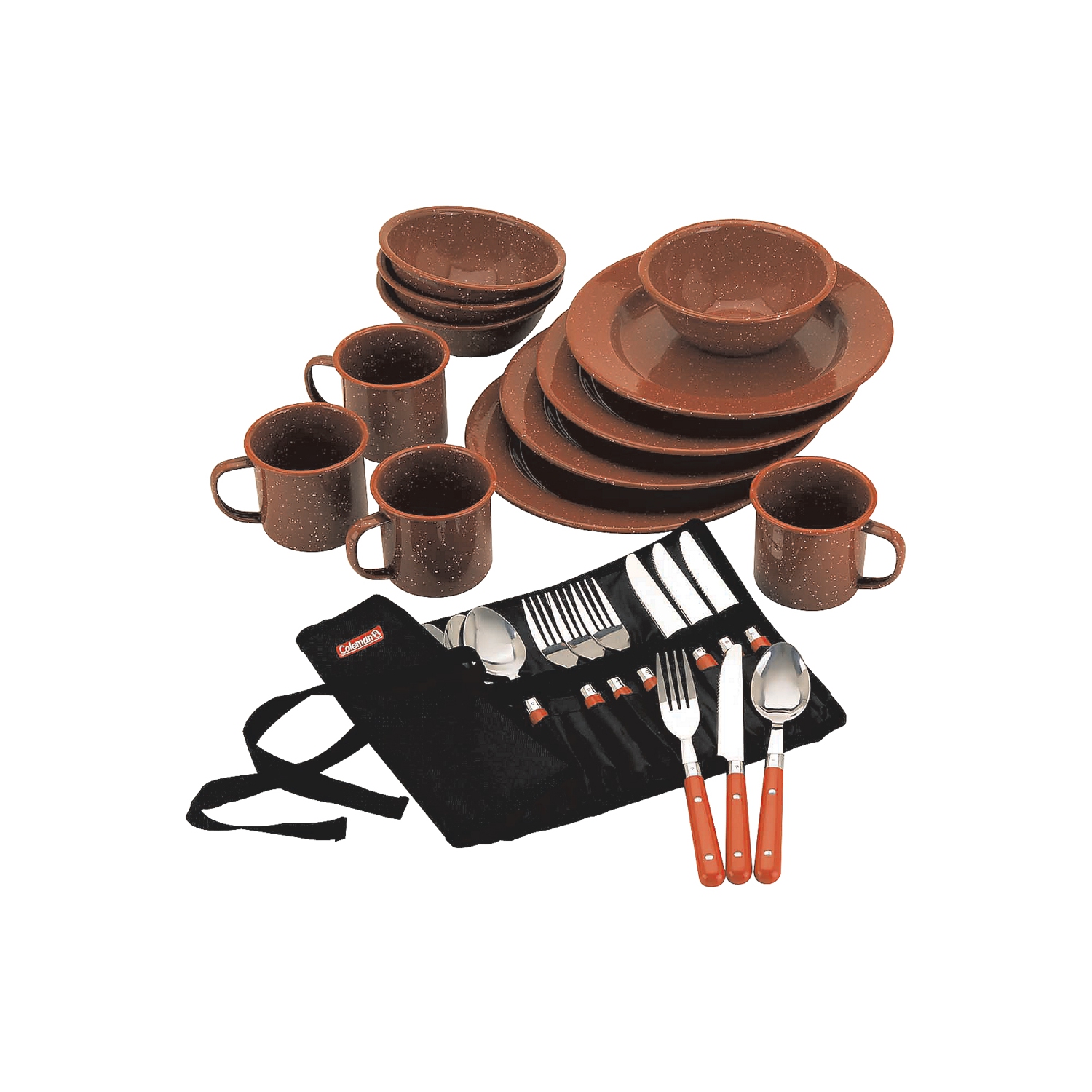 Coleman 24-Piece Speckled Enamelware Cook Set - Red