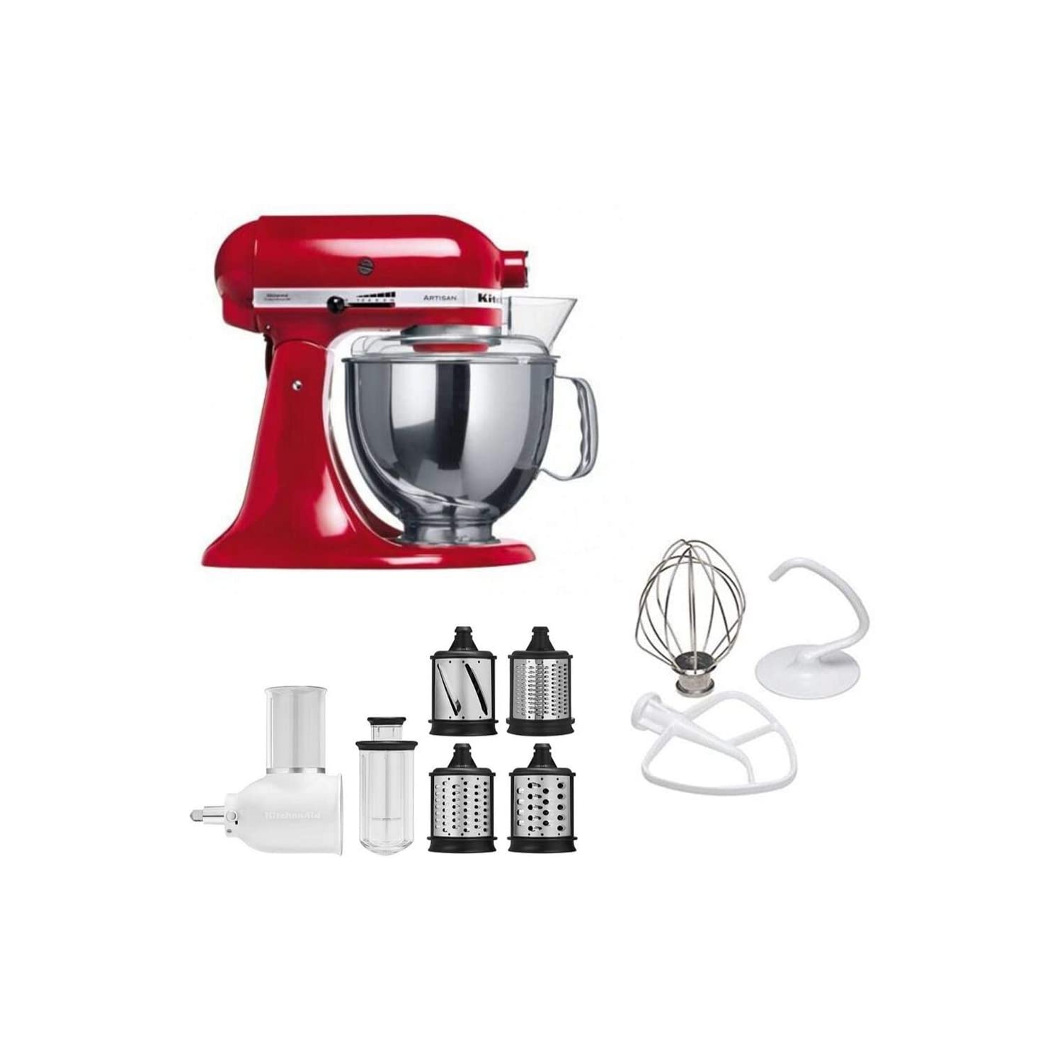 KitchenAid Artisan® Series 5 Quart Tilt-Head Stand Mixer with Fresh Prep Slicer/Shredder Attachment -KSM150FBER